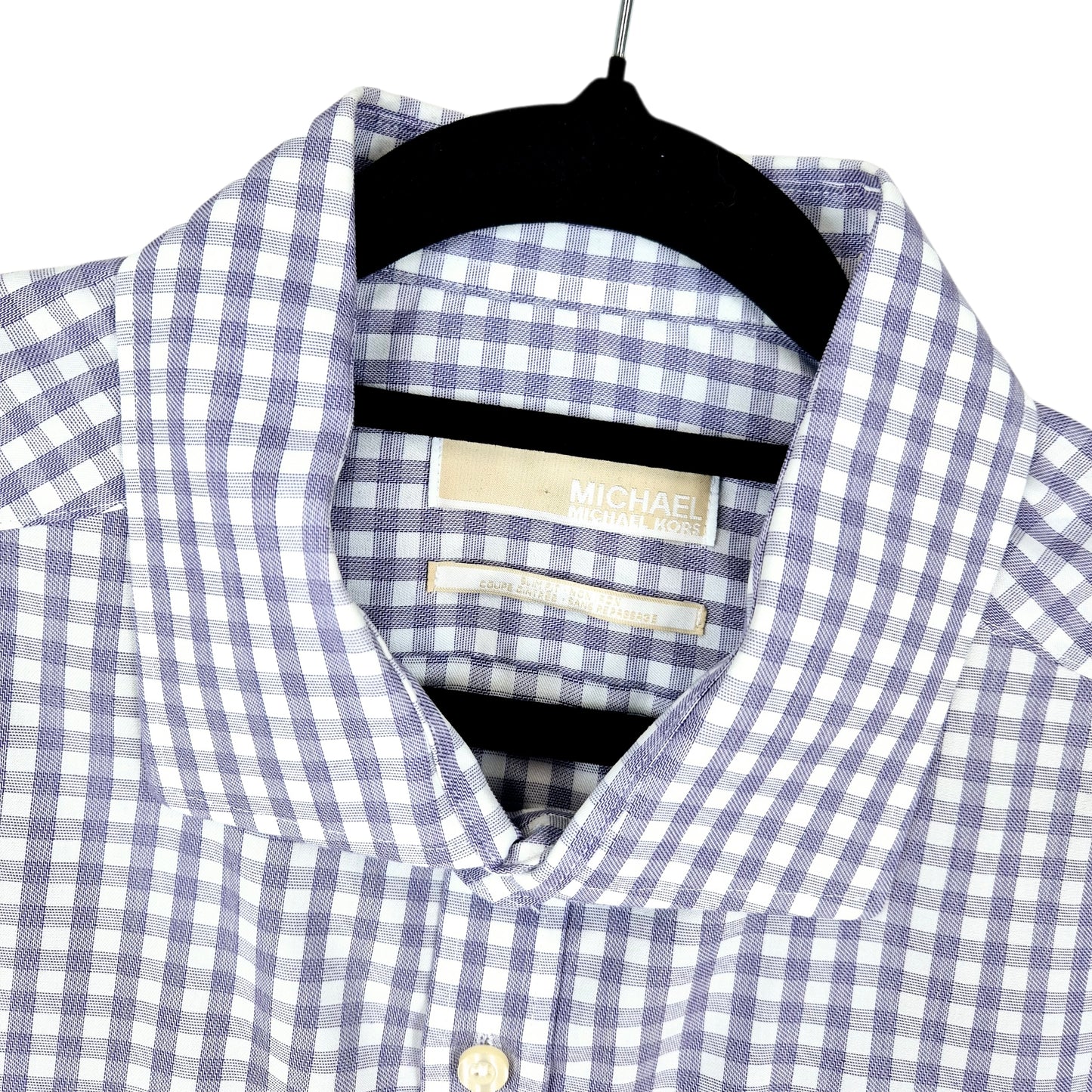 Michael Kors Purple Checkered Slim Fit Non Iron Dress Shirt Size 2XL