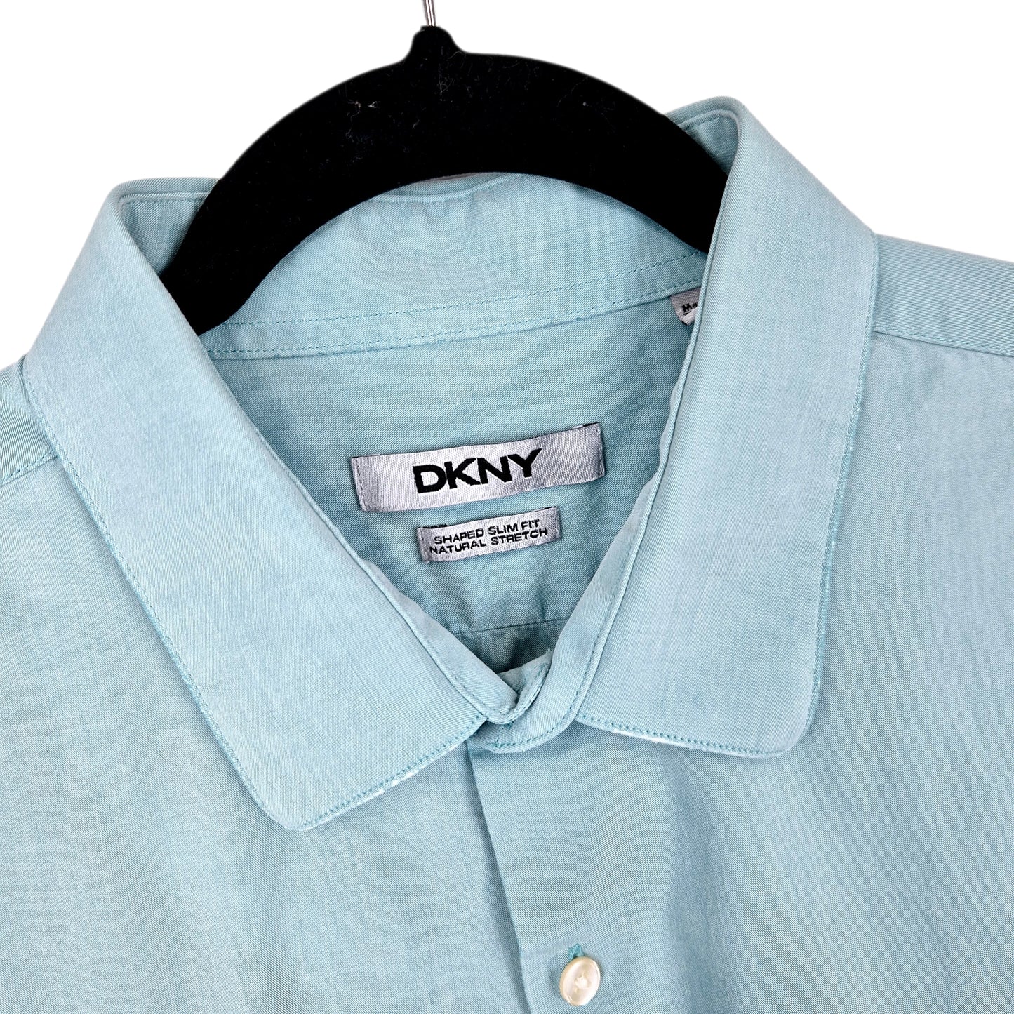DKNY Aqua Blue Slim Fit Stretch Dress Shirt Size XL