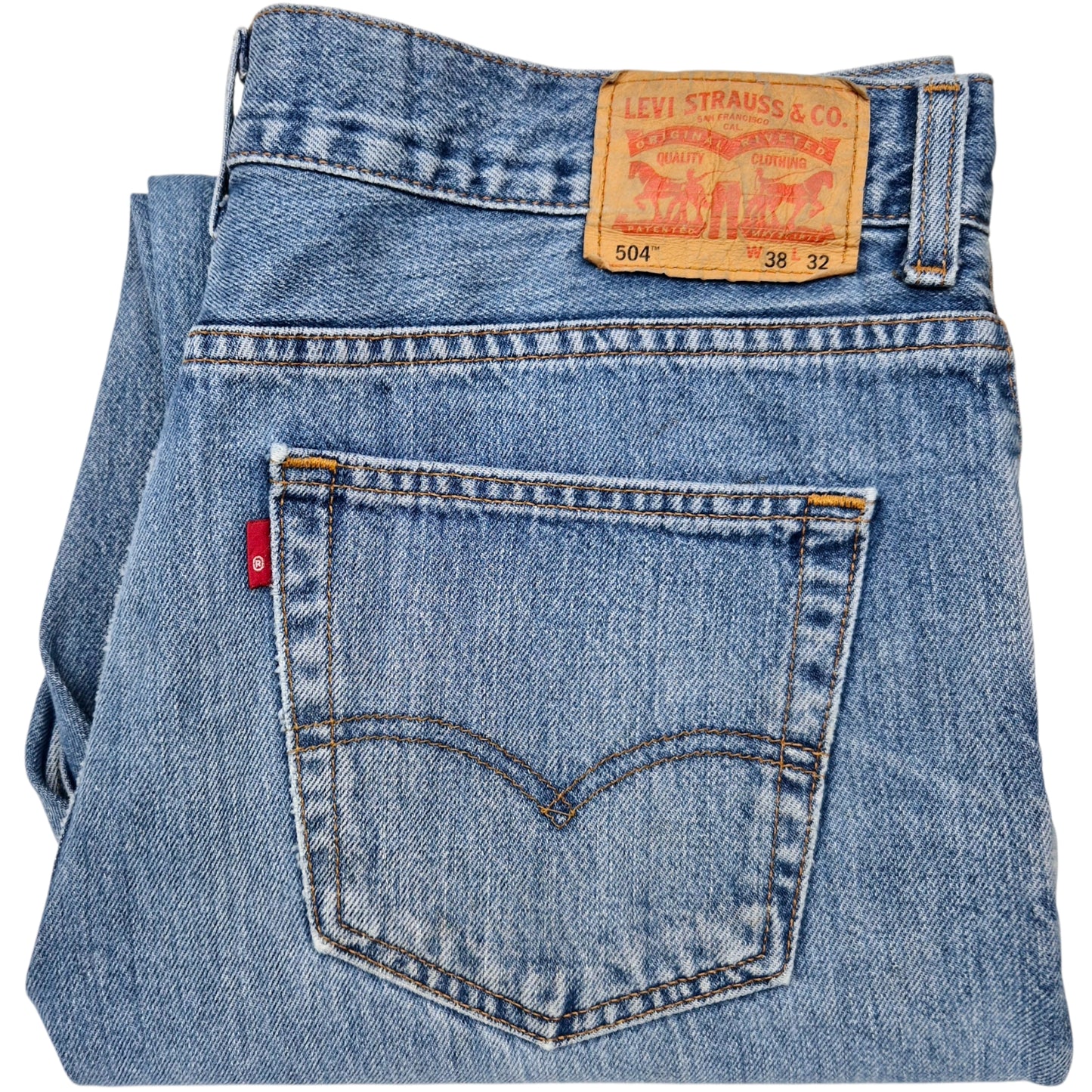 Vintage Levis 504 Jeans 2000's Blue Heavy Rigid Regular Straight Leg Denim W37