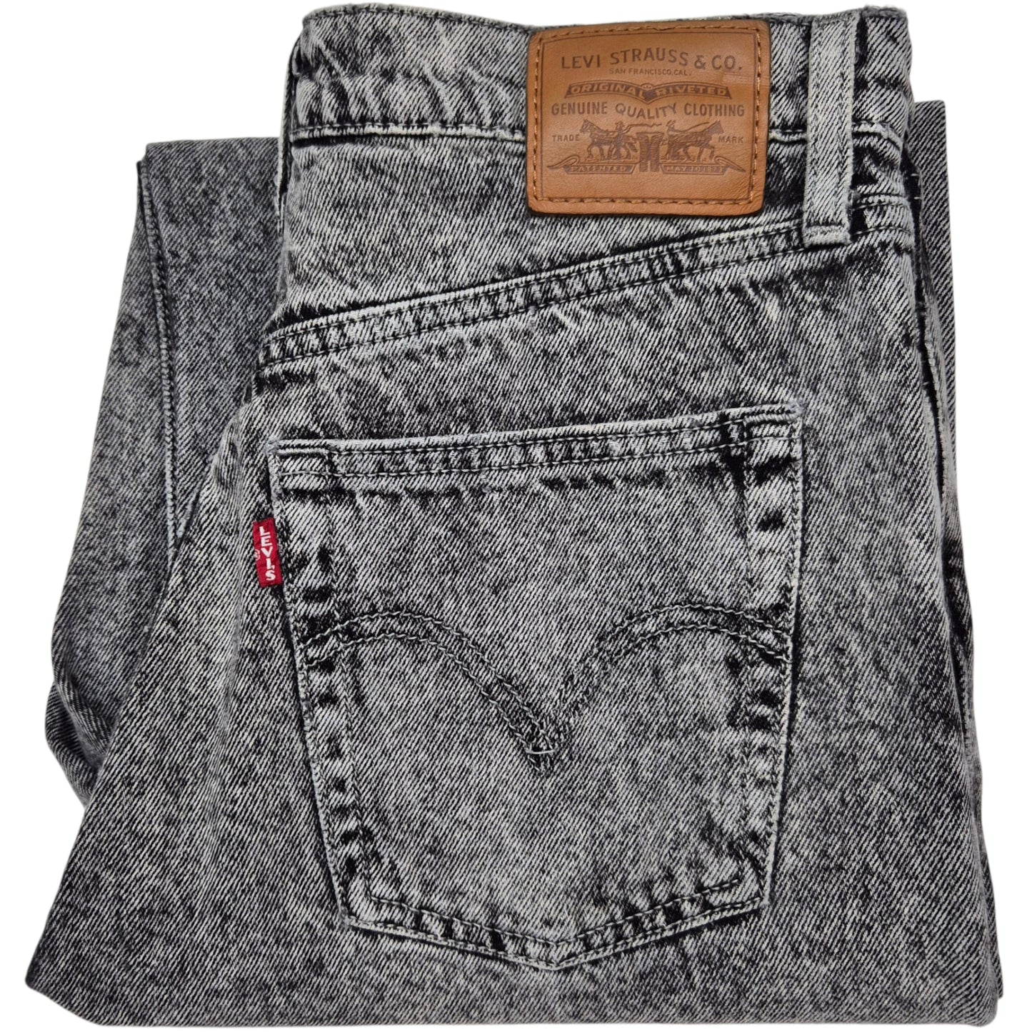 Levis Premium Jeans Womens Acid Grey Ribcage Straight Loose Denim W28