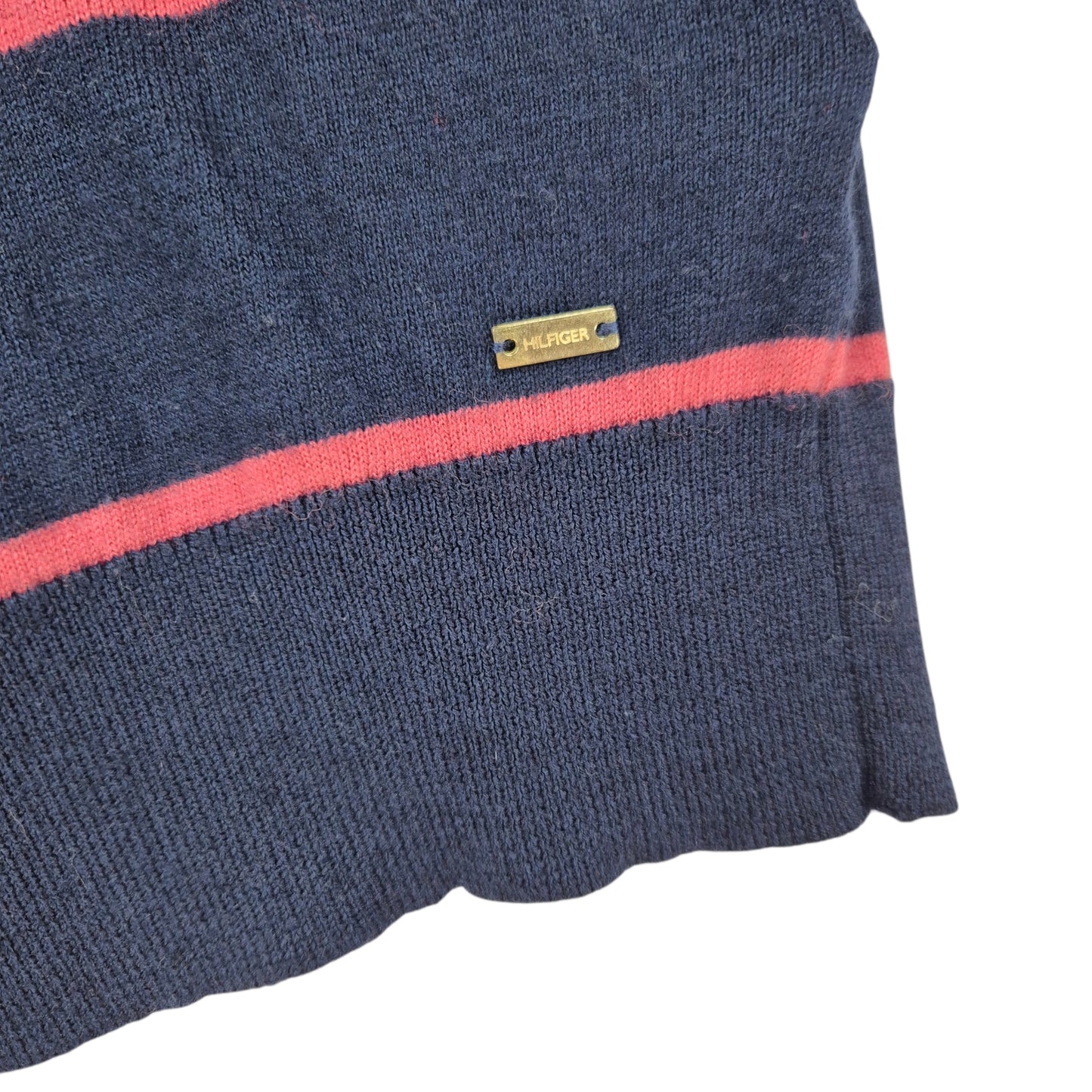 Tommy Hilfiger Womens Dark Blue & Pink Striped Light Knit Sweater Size M