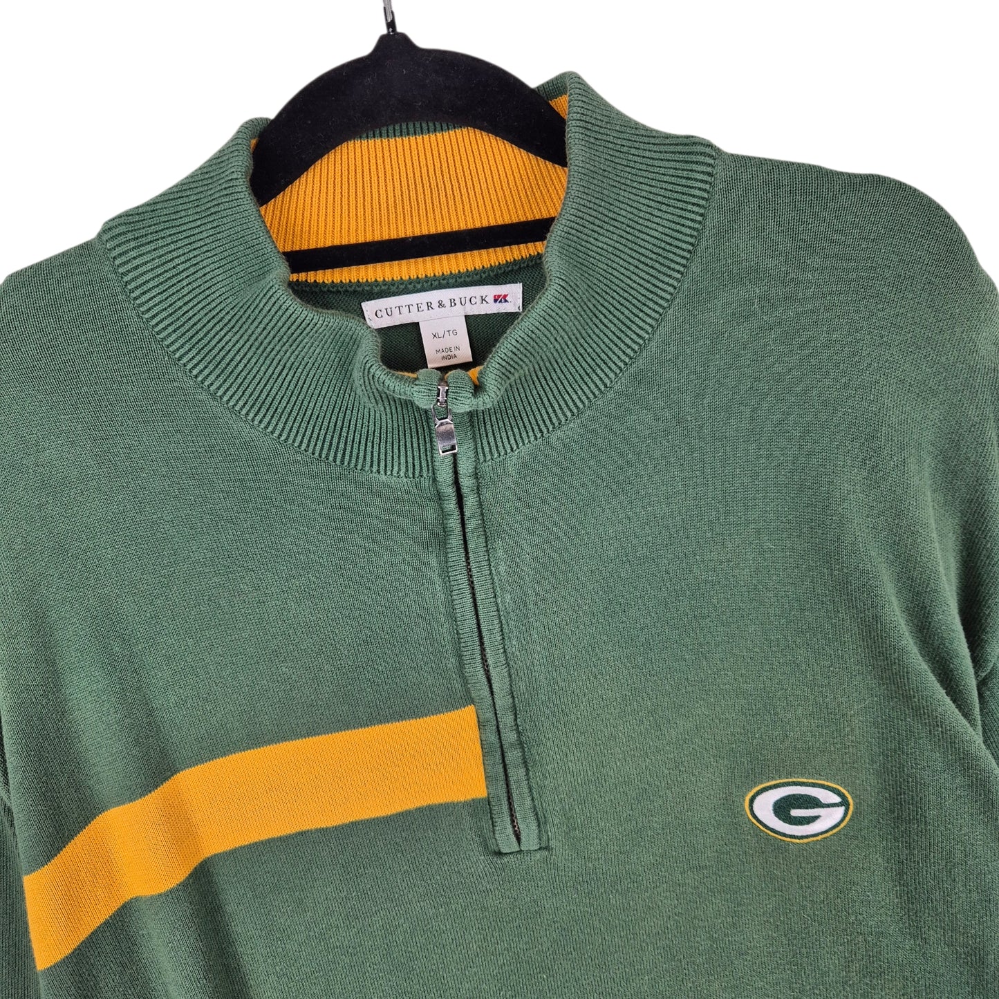 Green Bay Packers Quarter Zip Knit Sweater Size XL