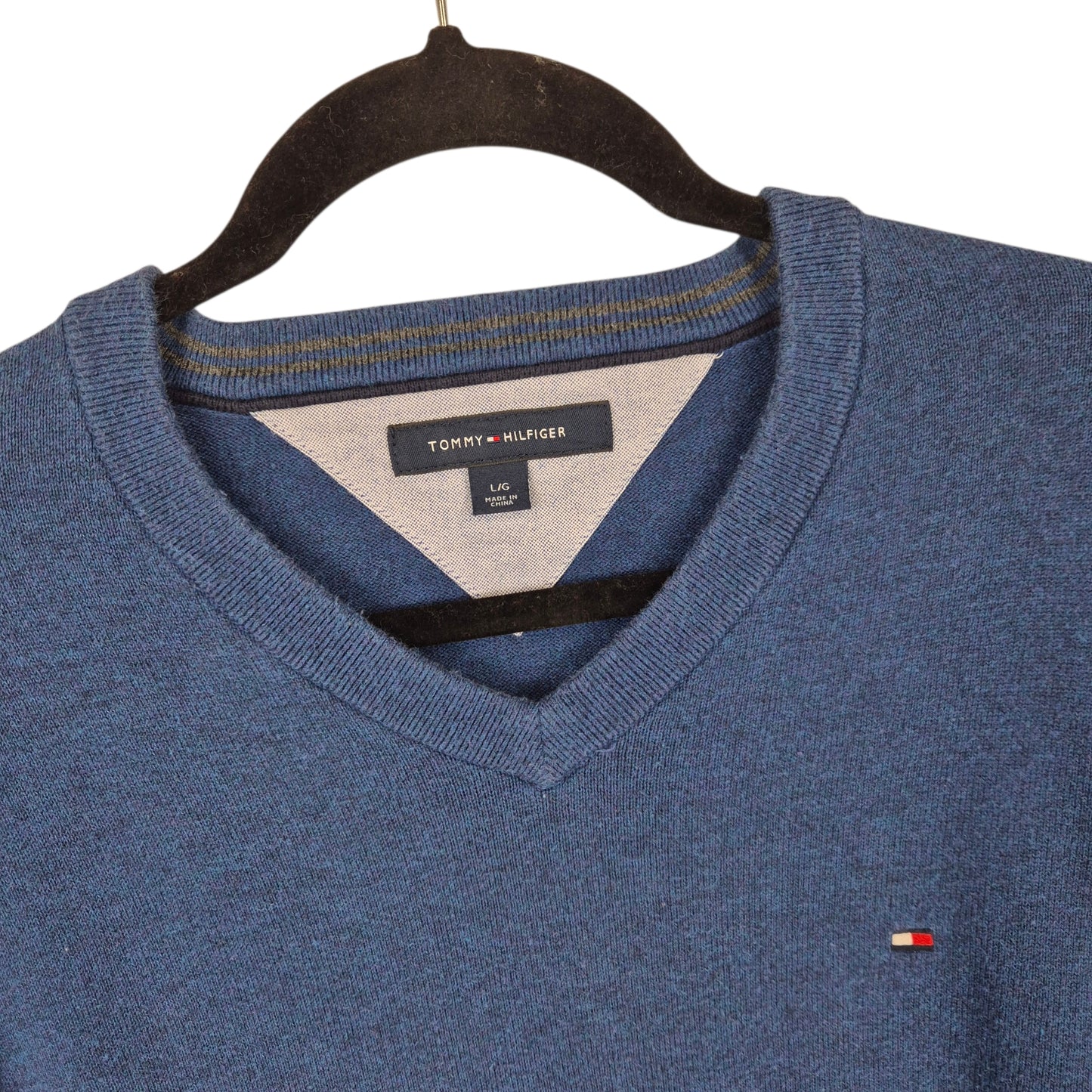 Tommy Hilfiger Blue V Neck Knit Sweater Size L