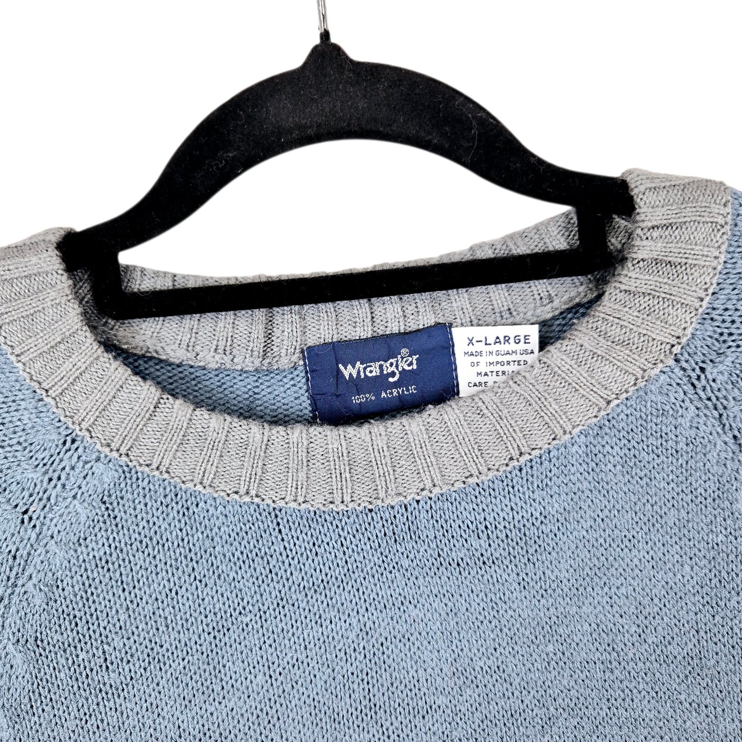 Vintage Wrangler 80's Steel Blue & Grey Acrylic Knit Sweater Size XL