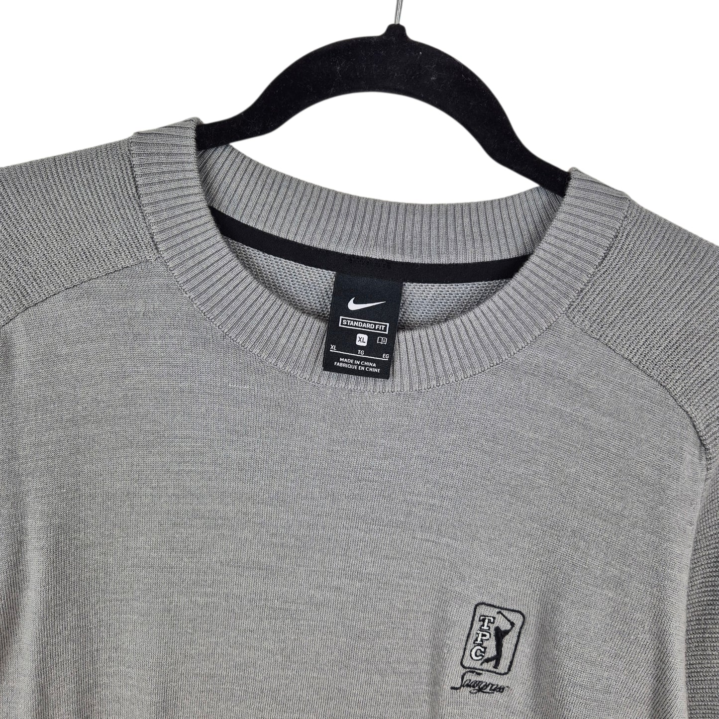 Nike Golf TPC Sawgrass Grey Acrylic Crewneck Knit Sweater Size XL