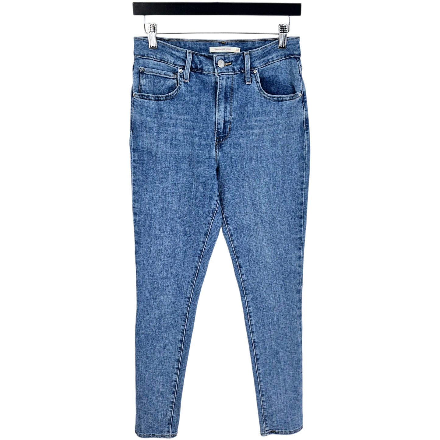 Levis 721 Jeans Womens Blue High Rise Skinny Stretch Denim W27