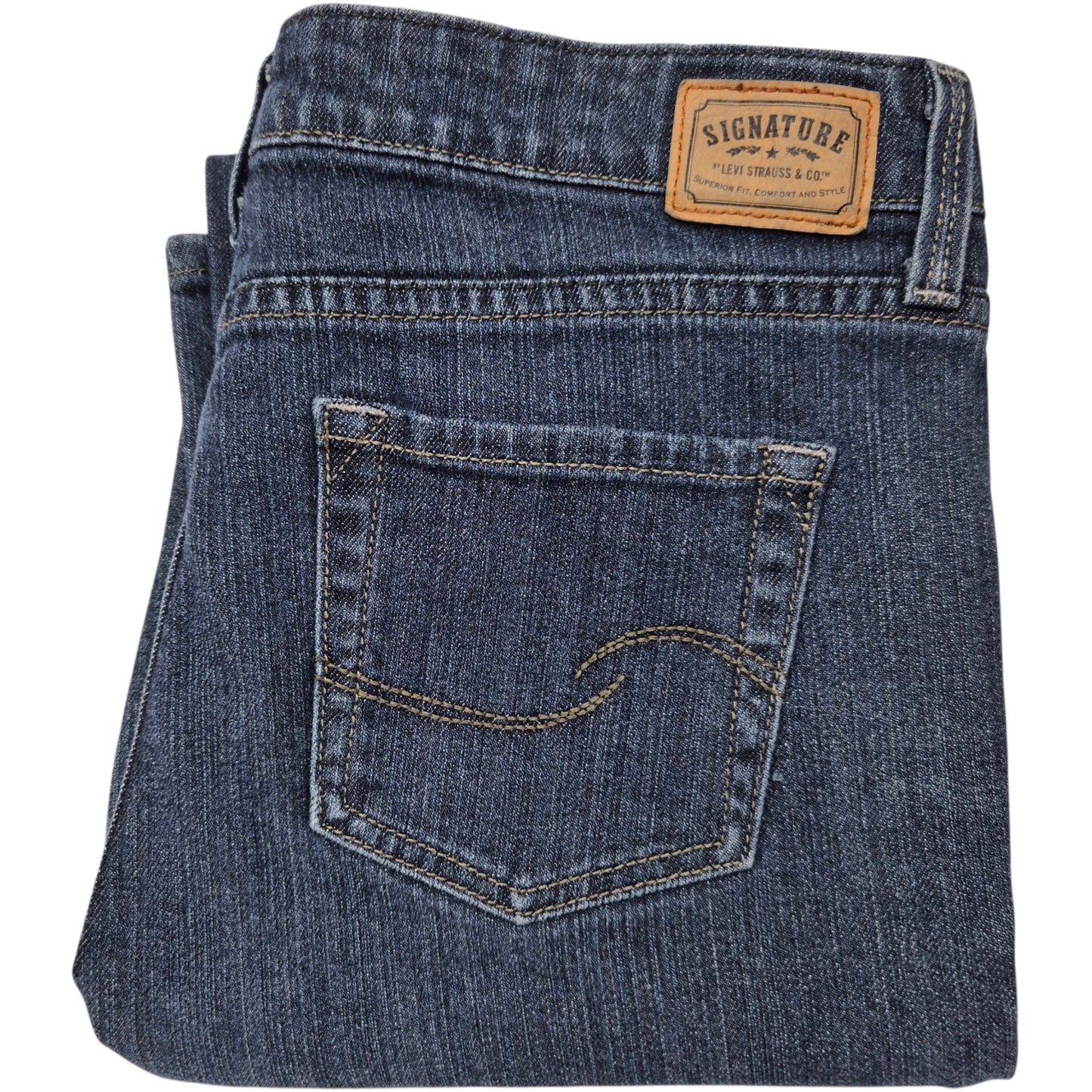 Levis Signature Jeans Womens Dark Blue Low Rise Bootcut Denim W32