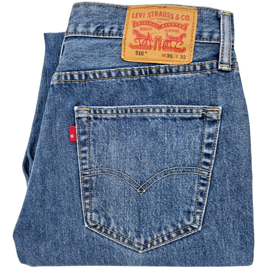 Levis 516 Jeans Heavy Rigid Regular Straight Leg Denim W35
