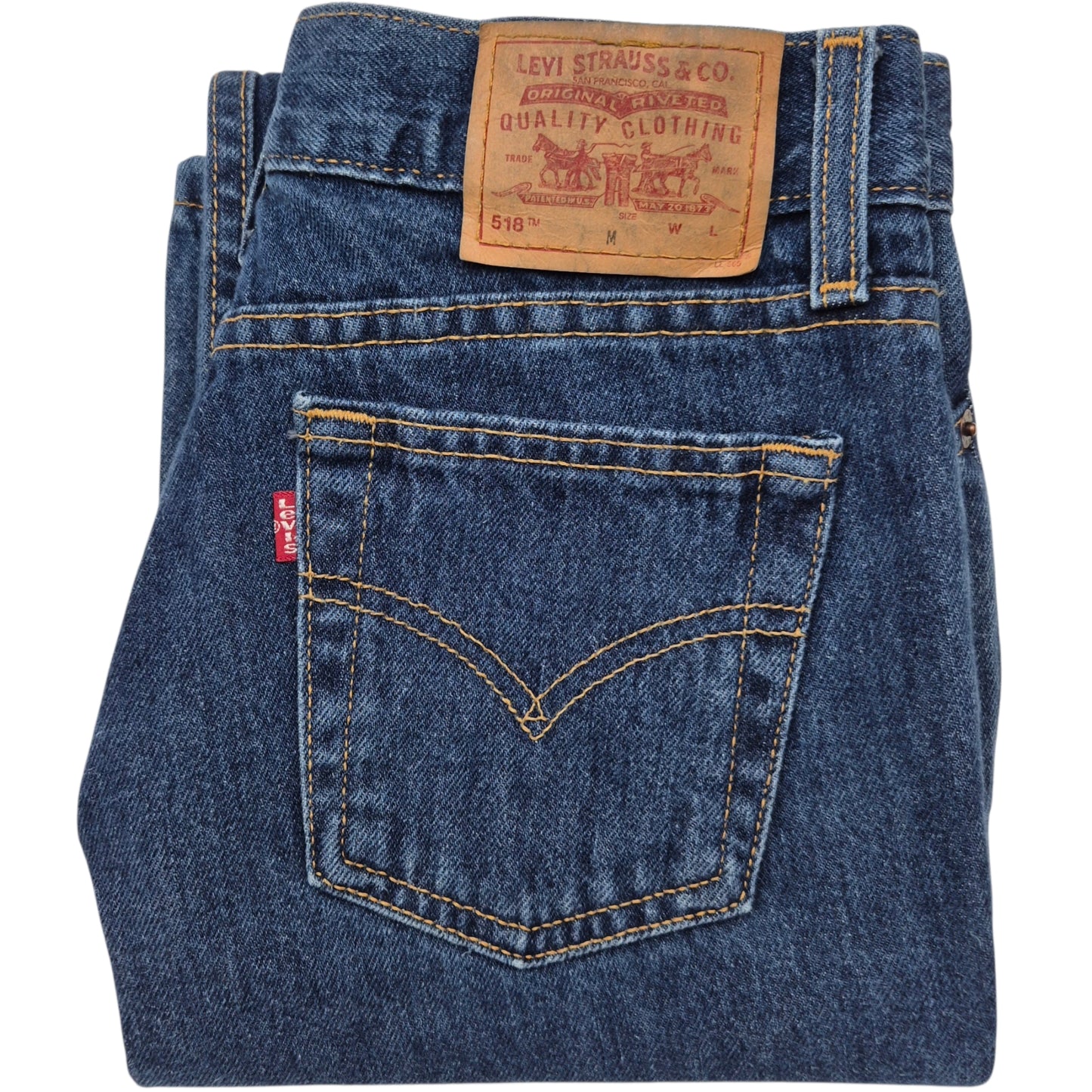 Vintage Levis 518 Jeans 90's Womens Blue Super Low Bootcut USA Made Denim W28