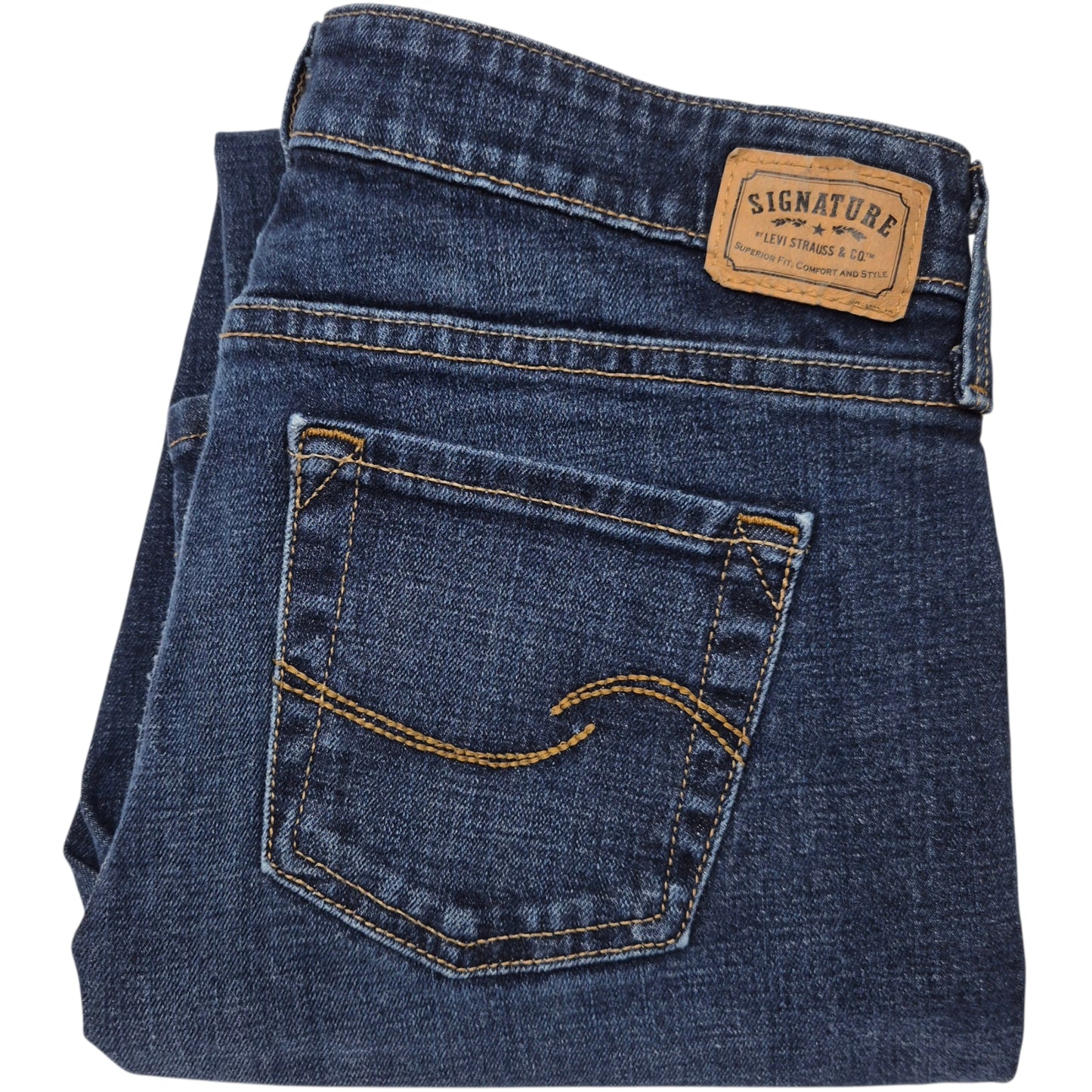 Levis Signature Jeans Womens Dark Blue Low Rise Bootcut Denim W30