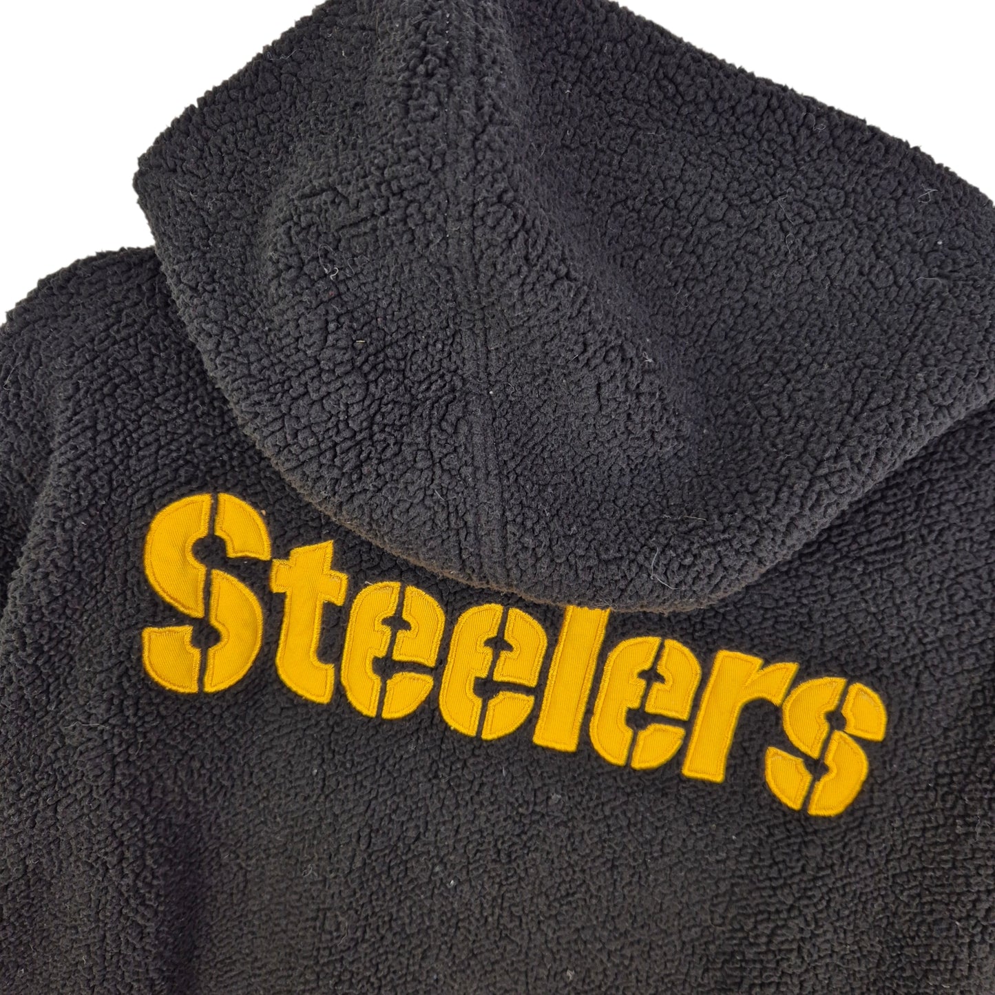 NFL Team Apparel Pittsburgh Steelers Black Full Zip Fleece Hoodie Size L