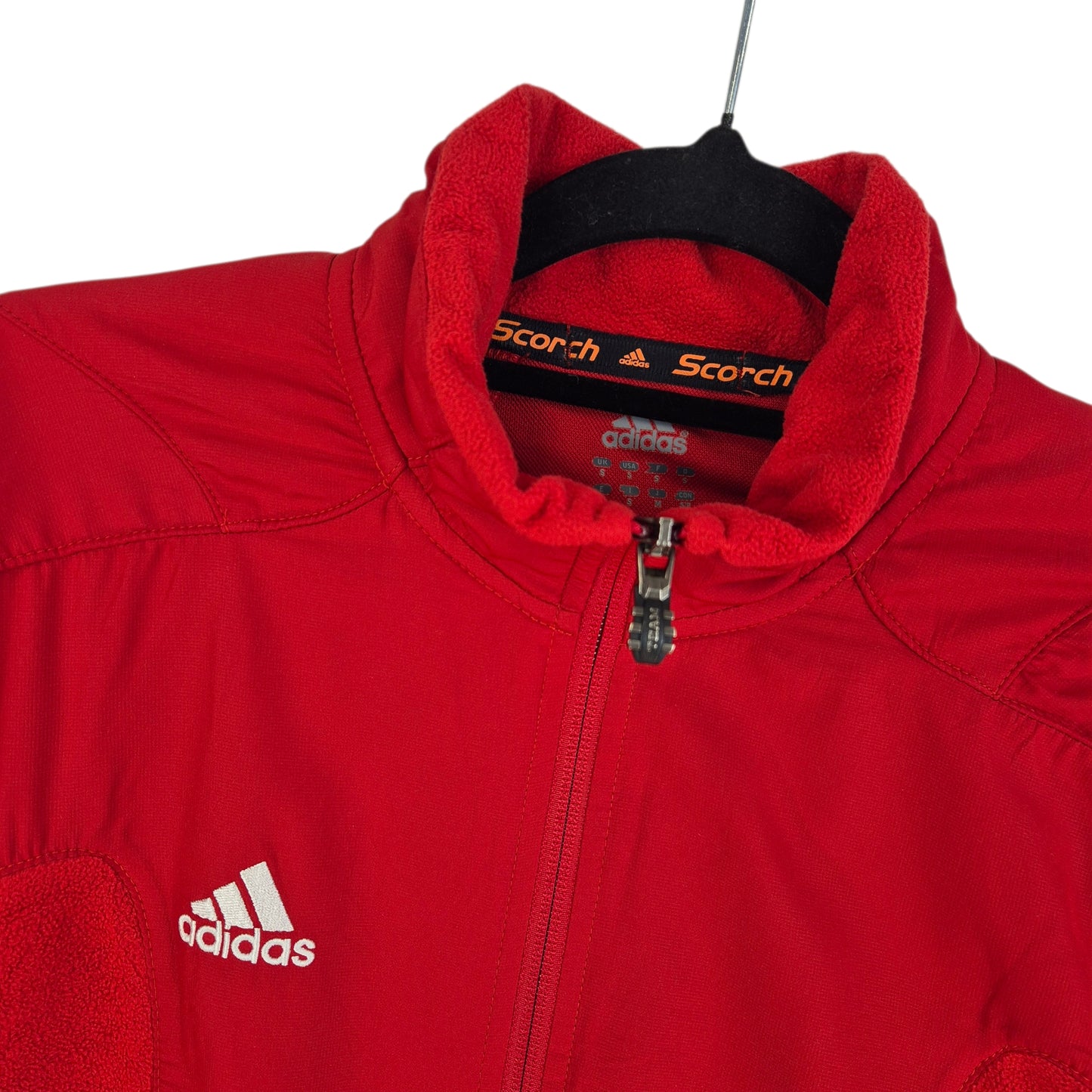 Vintage Adidas 2000's Red Lancer Field Hockey Full Zip Fleece Jumper Size S