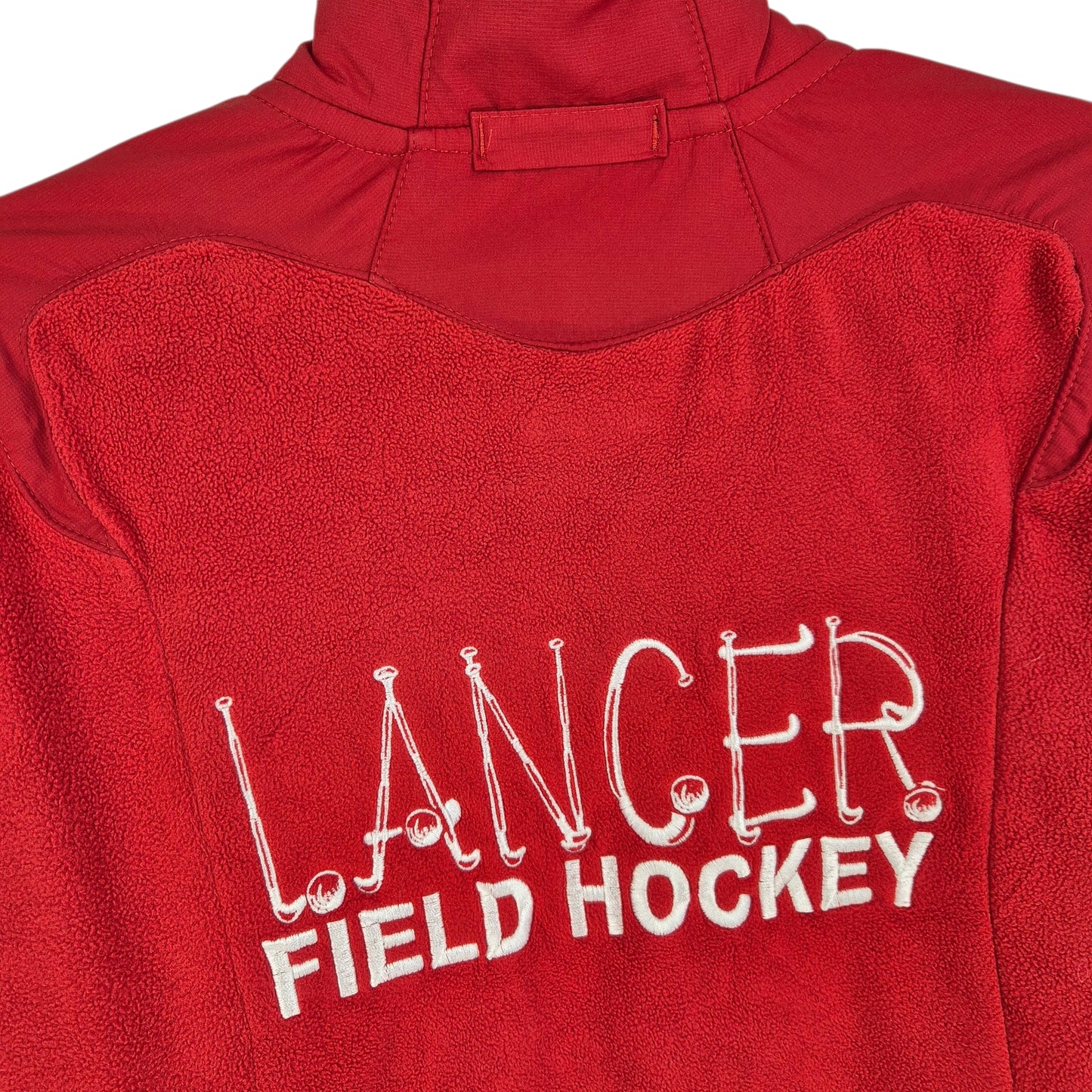 Vintage Adidas 2000's Red Lancer Field Hockey Full Zip Fleece Jumper Size S