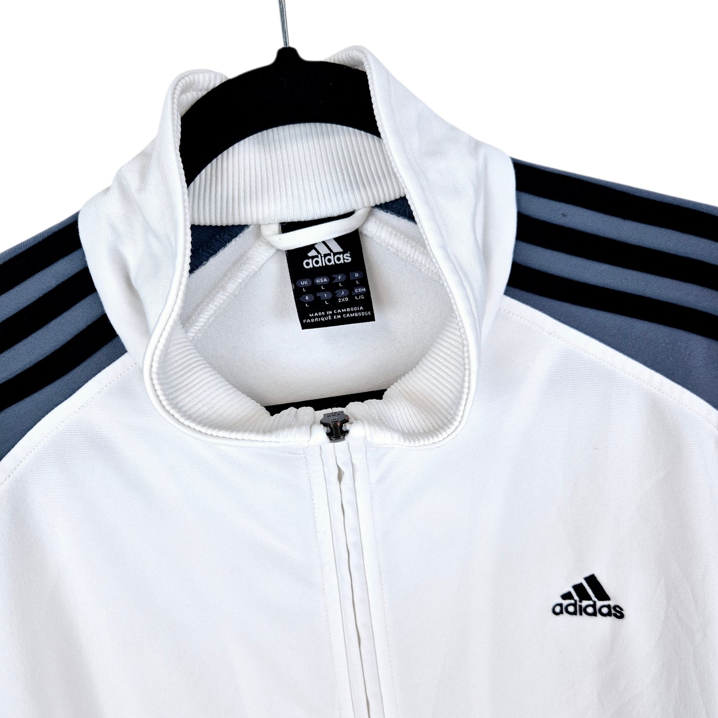 Vintage Adidas 2000's White & Grey Track Jacket Size M