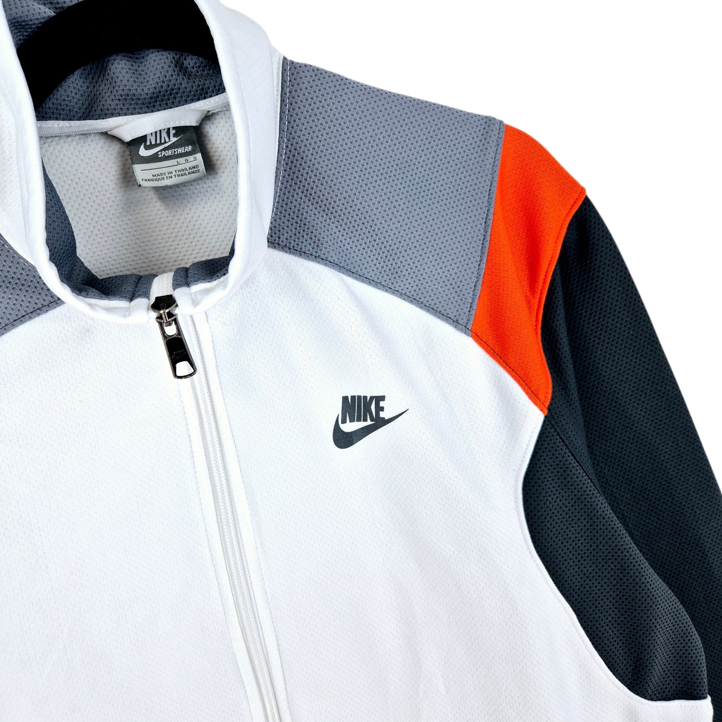 Vintage Nike 2000's White & Grey Track Jacket Size L