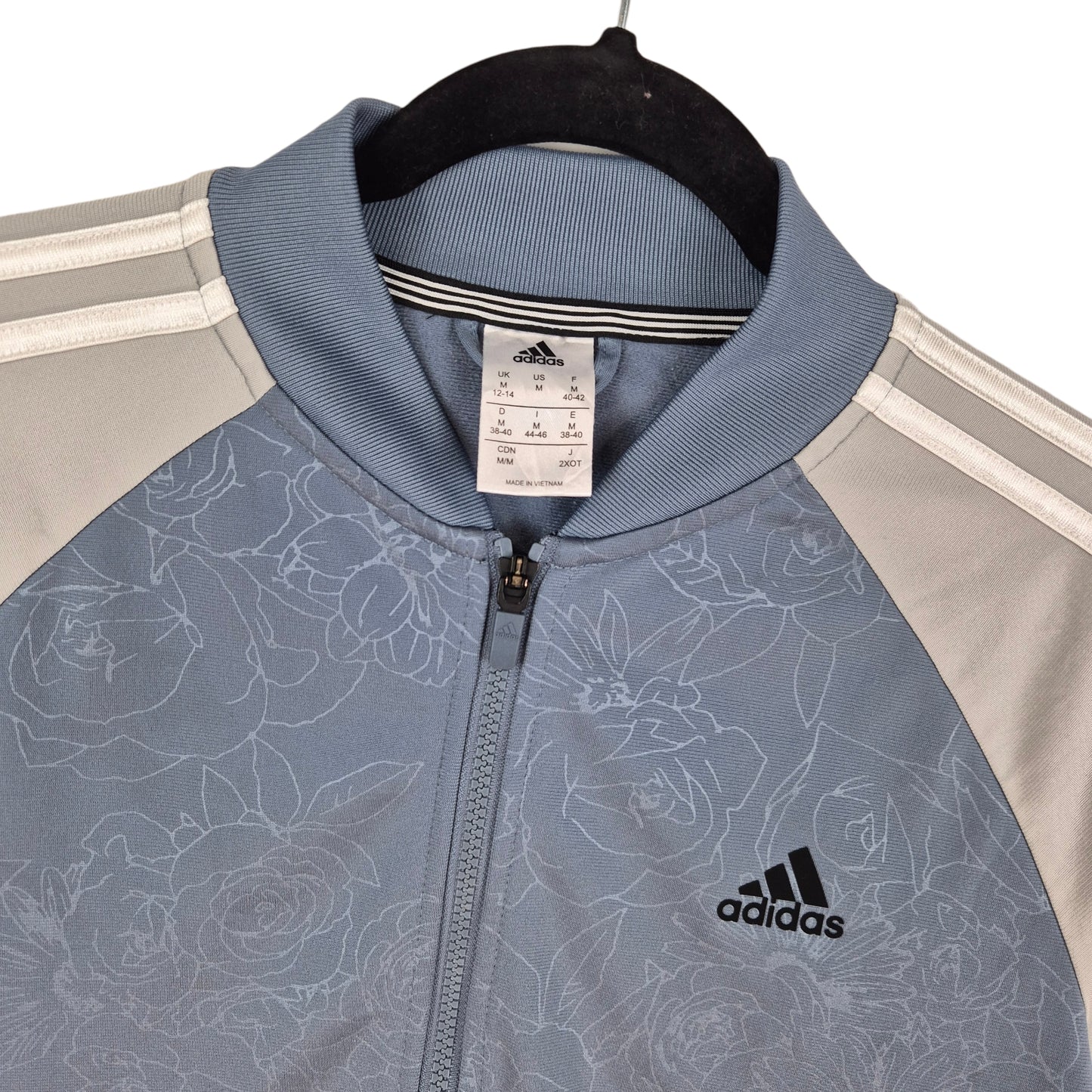 Adidas Womens Steel Blue & Grey Track Jacket Size M