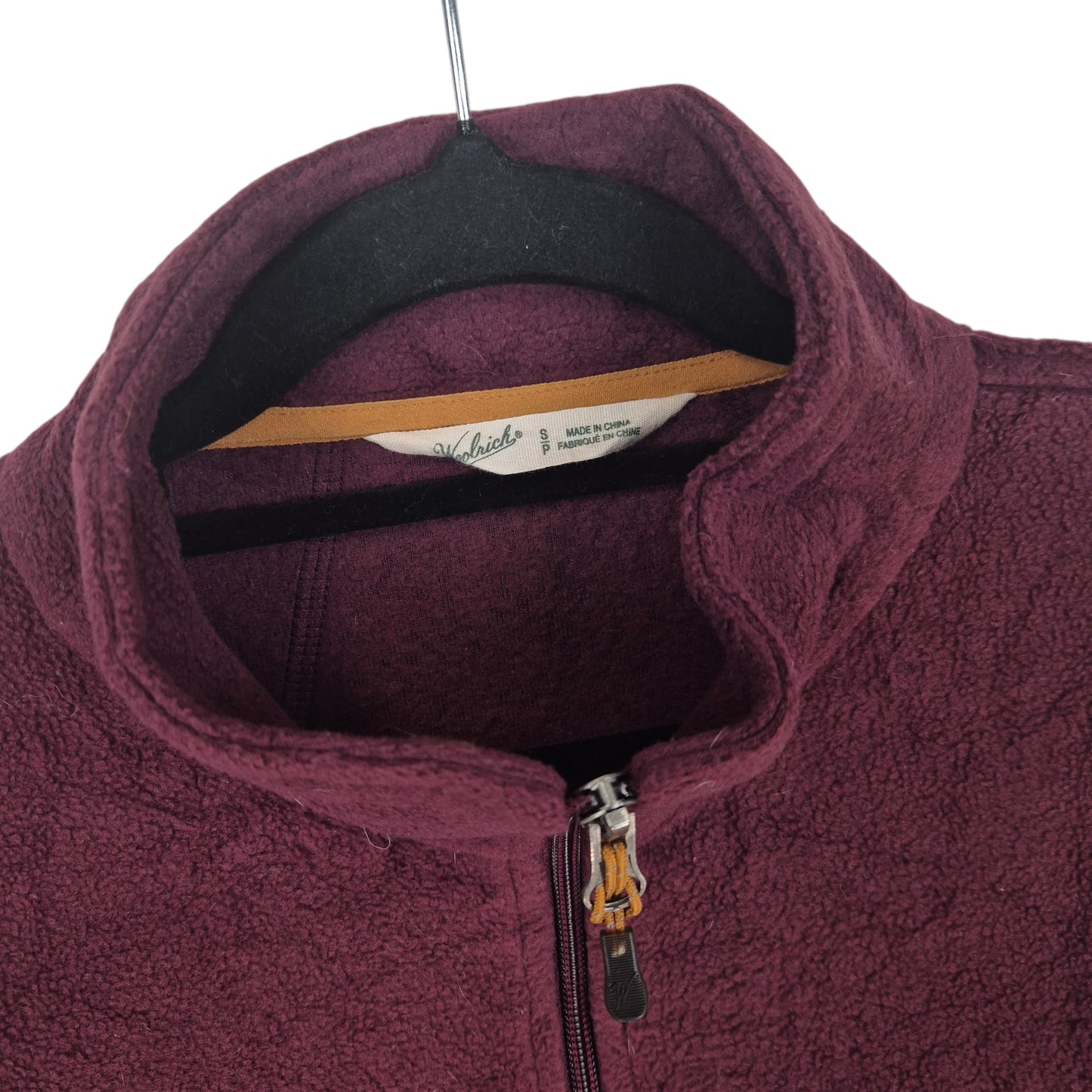 Woolrich Womens Burgundy Fleece Zip Jumper Size S