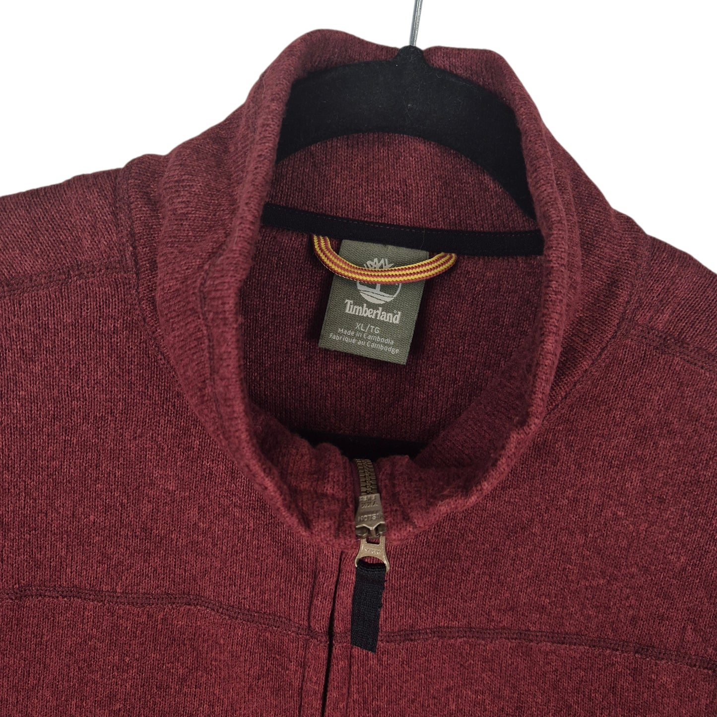 Timberland Burgundy Fleece Zip Jumper Size XL