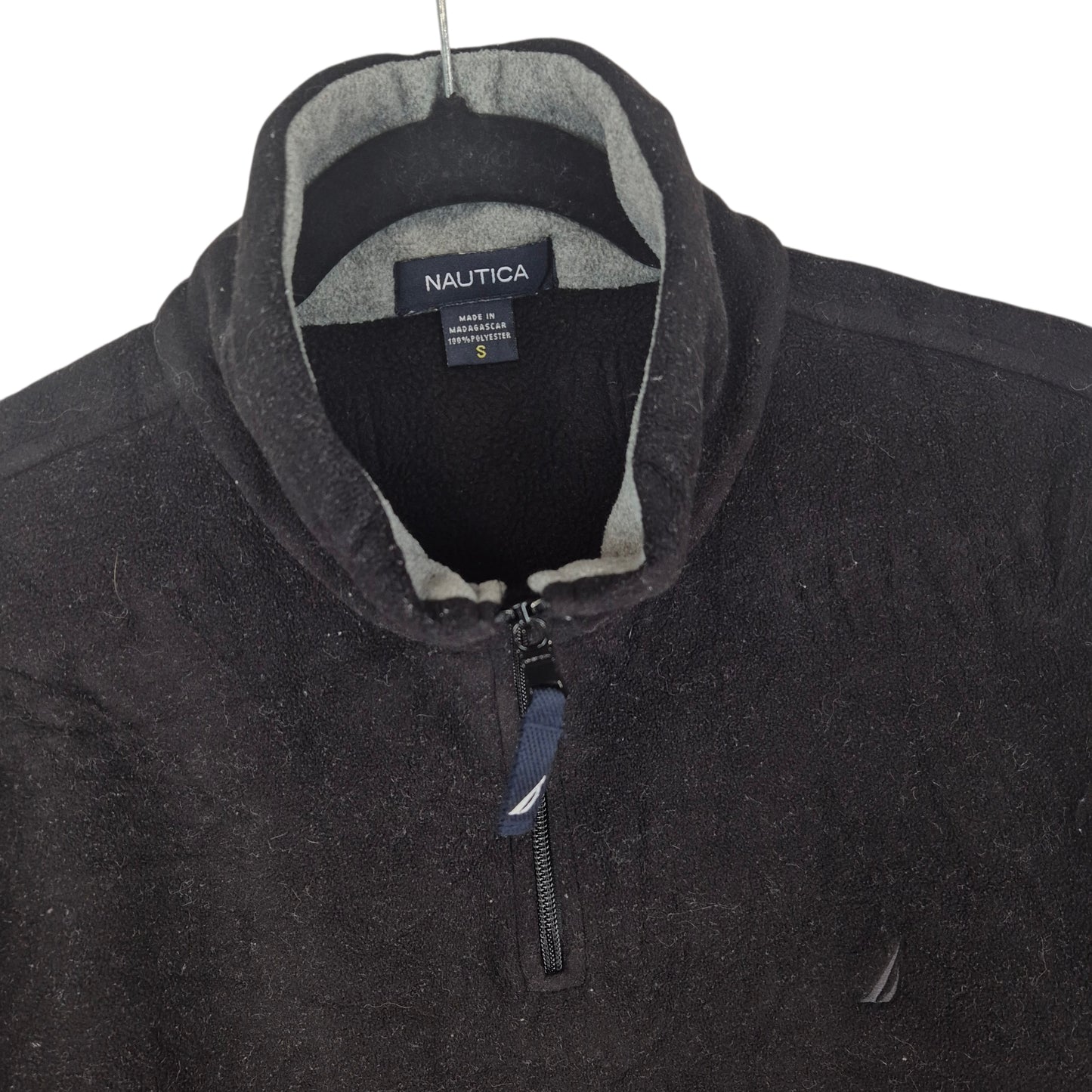 Vintage Nautica Black Quarter Zip Fleece Jumper Size S