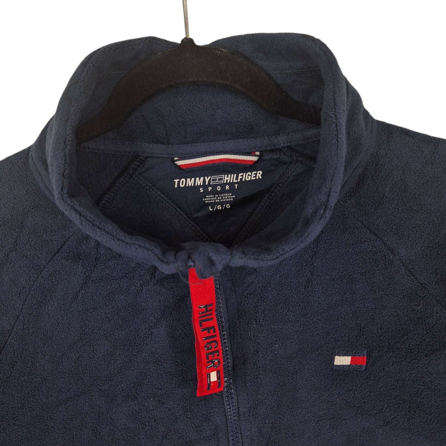 Tommy Hilfiger Sport Womens Blue Embroidered Fleece Zip Jumper Size L