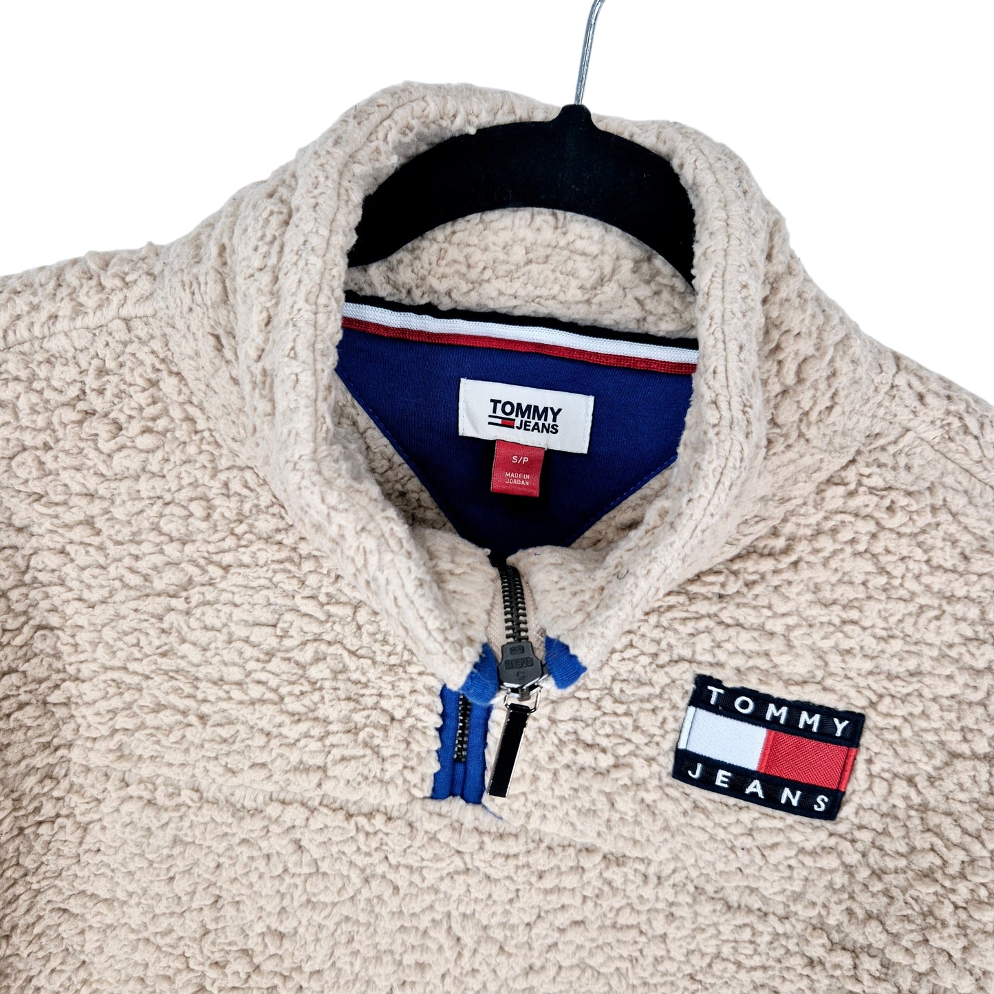 Tommy Jeans Womens Light Brown Quarter Zip Fleece Jumper Size S