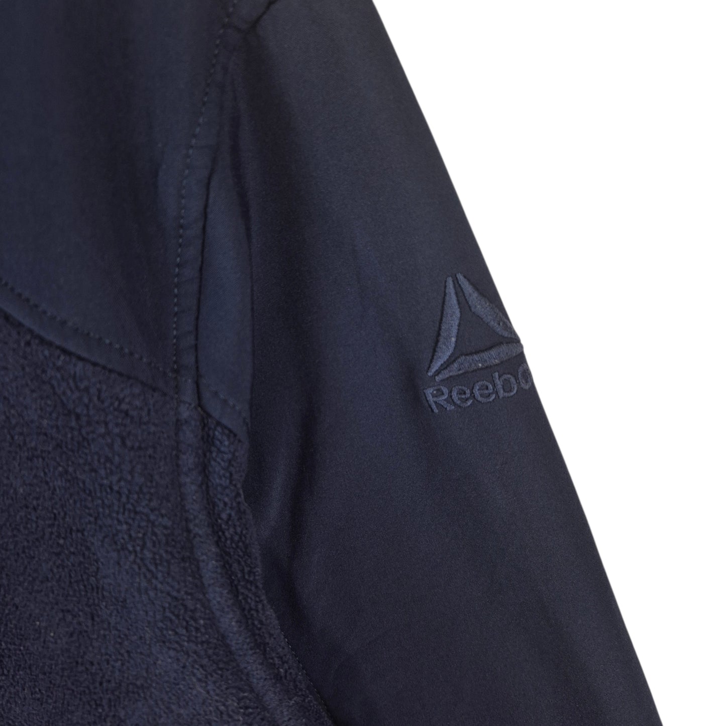 Reebok Dark Blue Hooded Hybrid Fleece Zip Jumper Size L