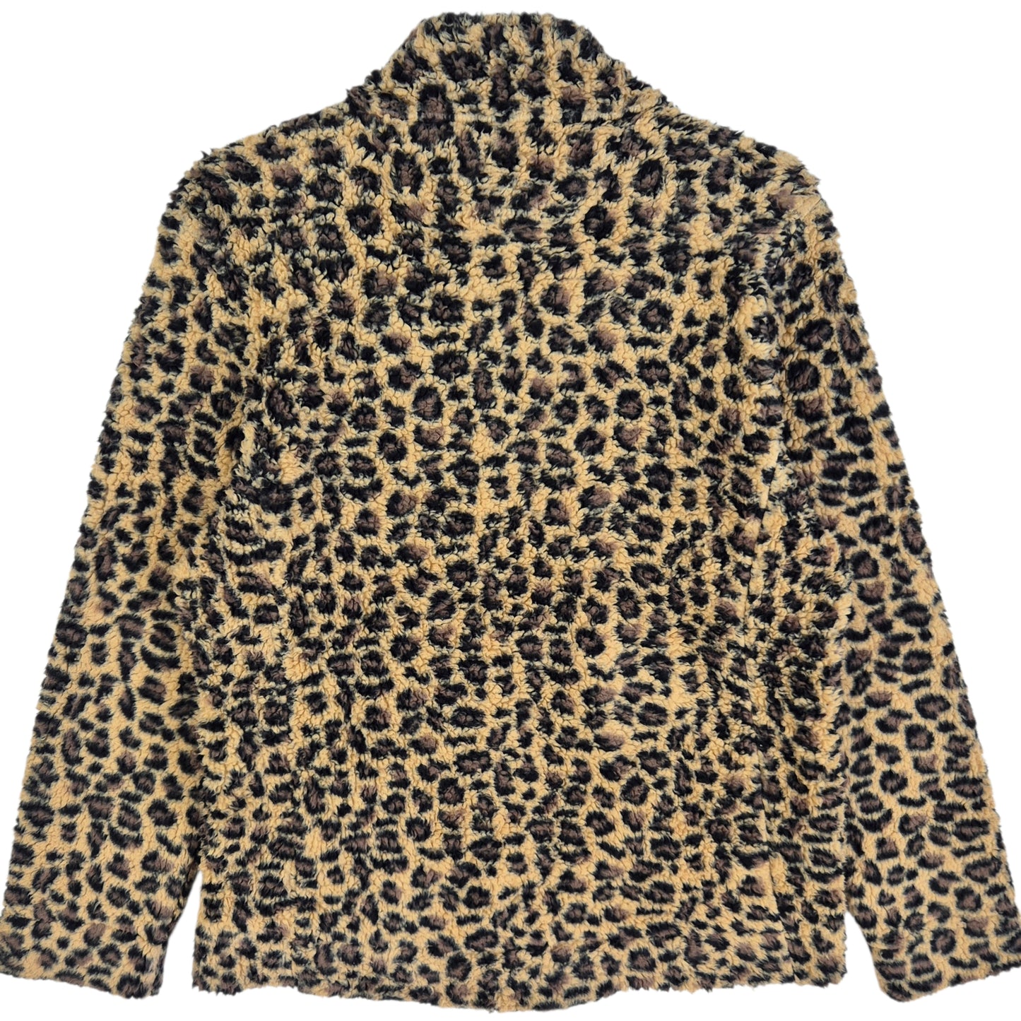 Calvin Klein Womens Brown Leopard Fleece Zip Jumper Size L