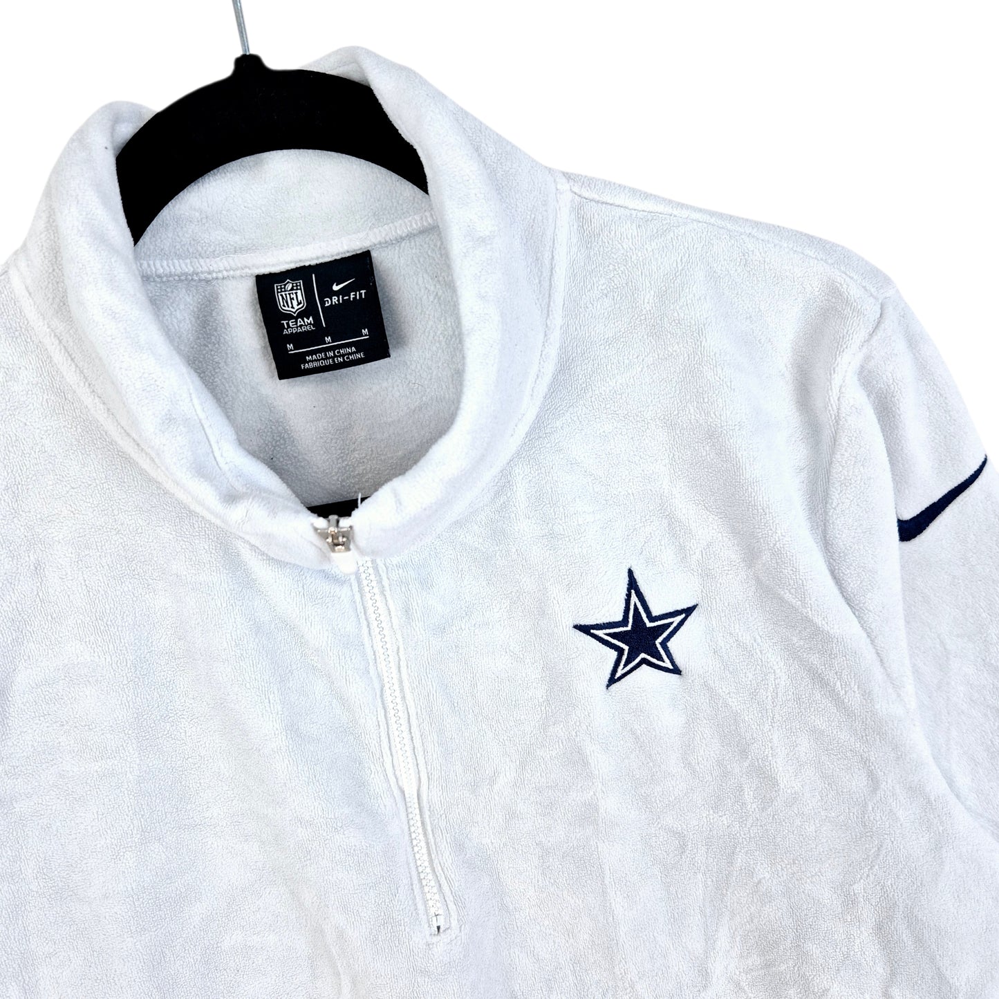 Nike NFL Dallas Cowboys Womens White & Blue Quarter Zip Fleece Jumper Size M