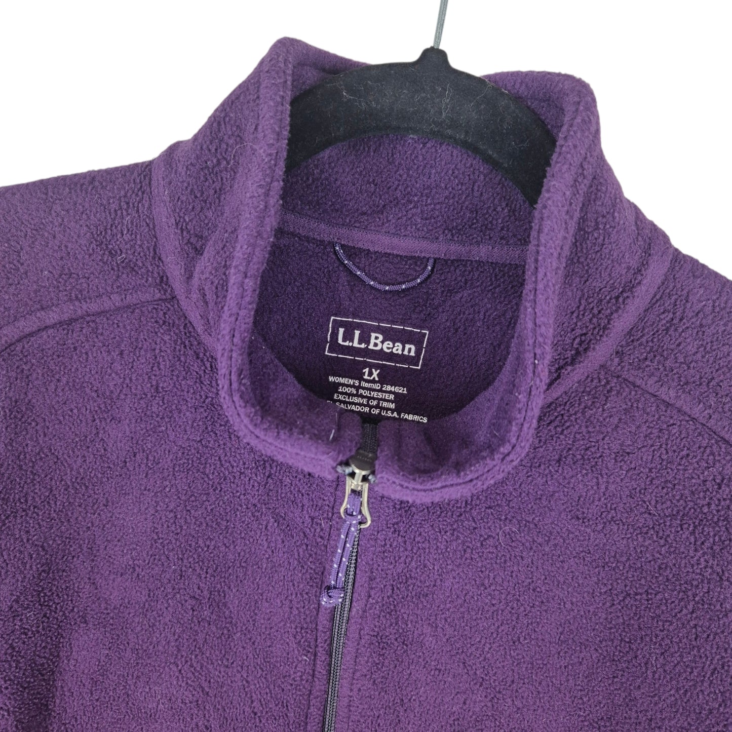 LL Bean Purple Fleece Zip Jumper Size XL