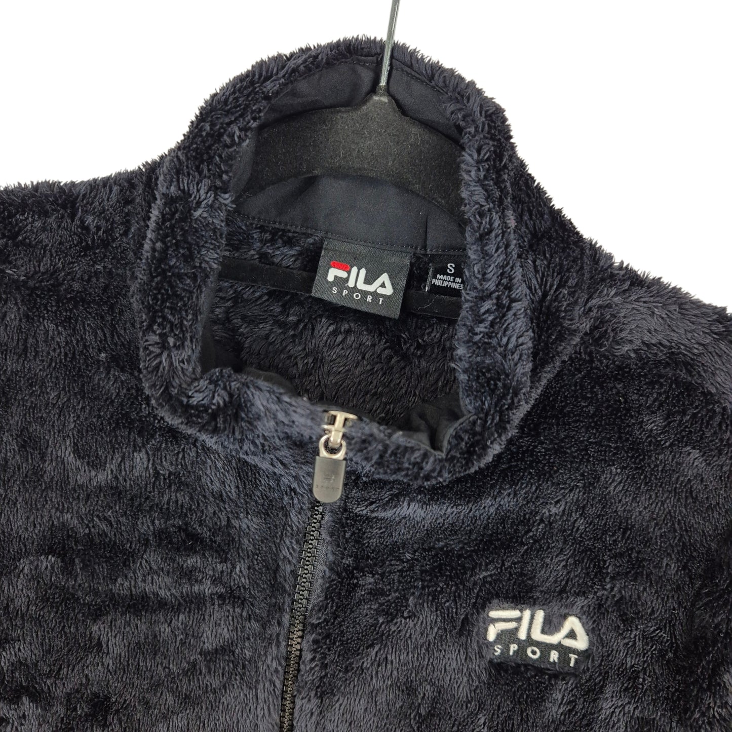 FILA Sport Womens Black Mink Fleece Zip Jumper Size S