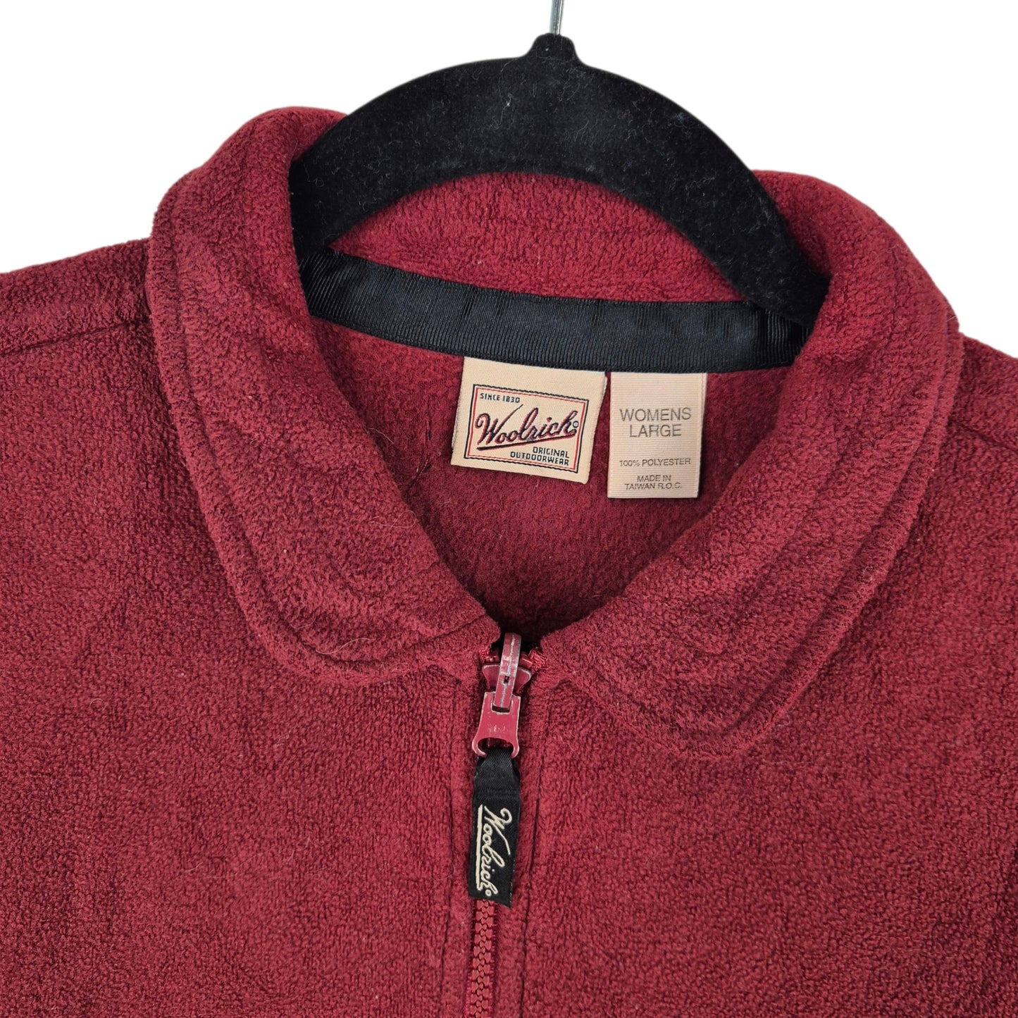 Vintage Woolrich 90's Womens Bugundy Fleece Zip Jumper Size L