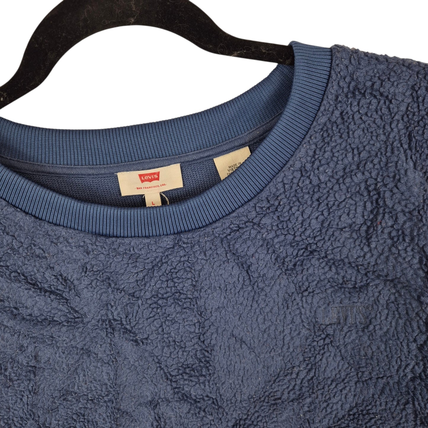 Levis Womens Steel Blue Crop Fleece Jumper Size L