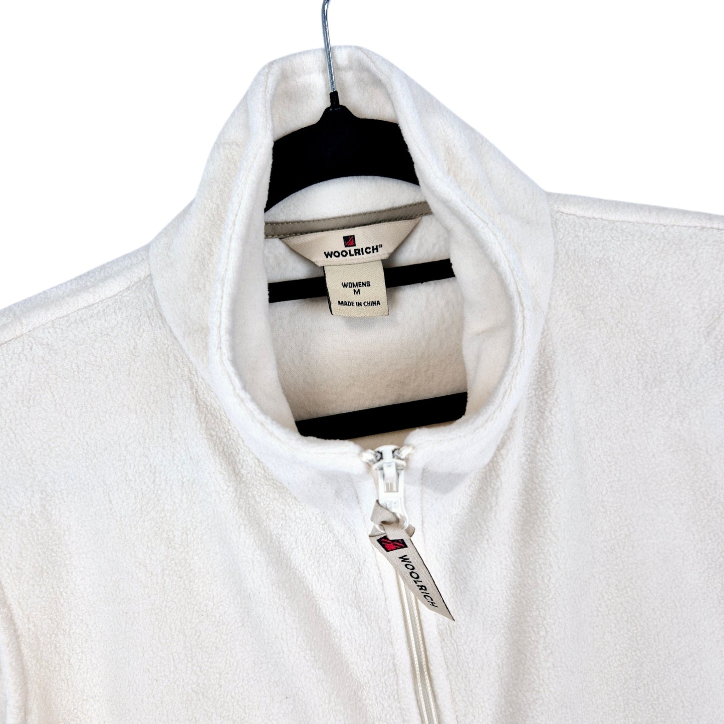 Woolrich Womens Cream White Fleece Zip Vest Size M
