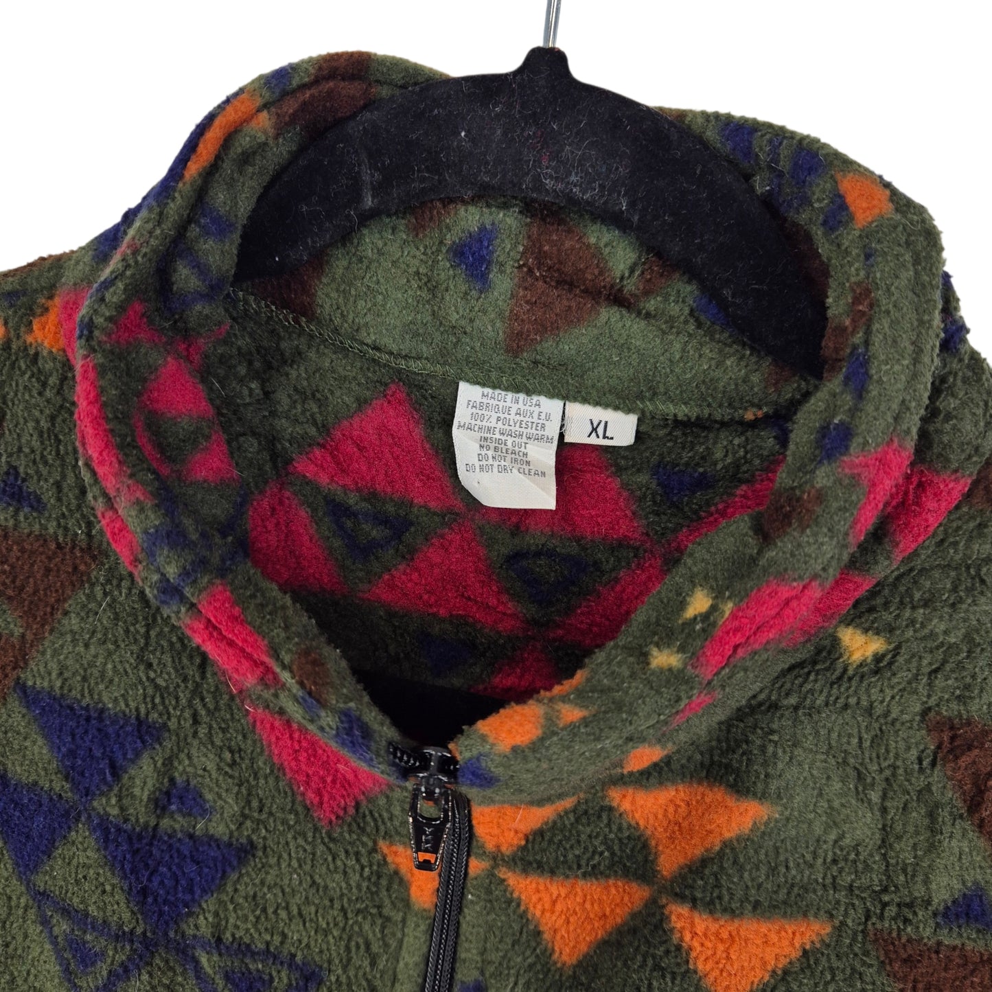 Vintage 90's Dark Green USA Made Fleece Vest Size XL