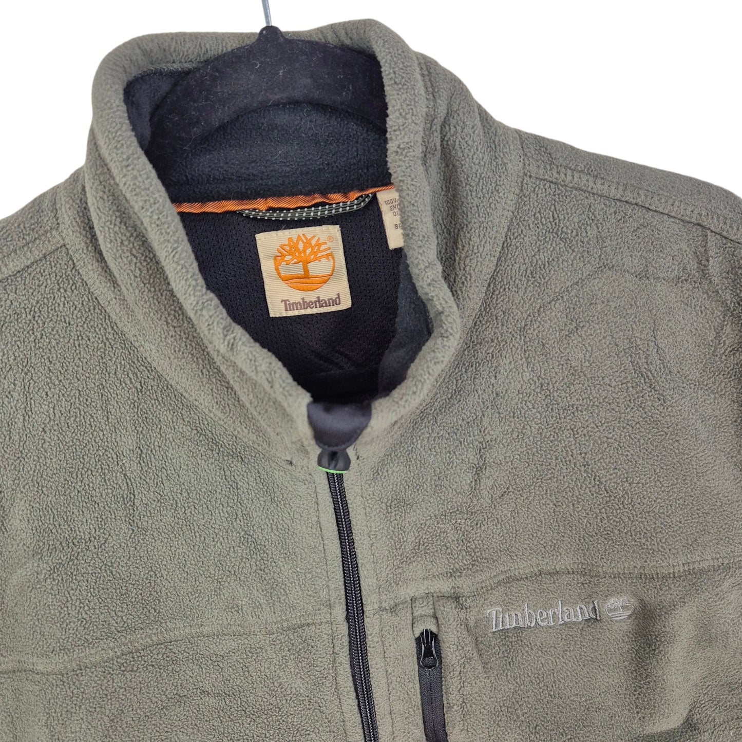 Timberland Khaki Green Fleece Zip Vest Size XL