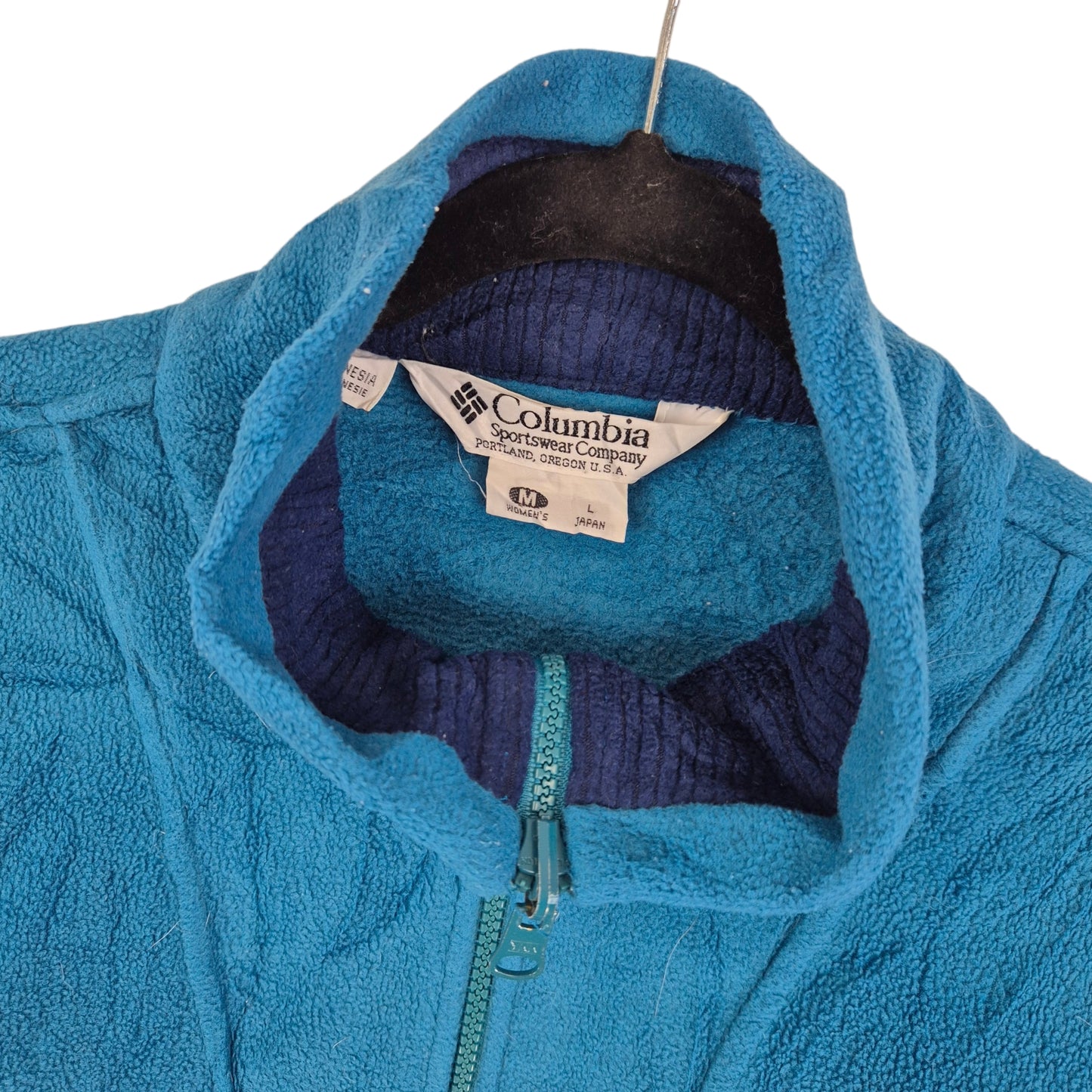 Vintage Columbia 80's Aqua Green Fleece Zip Jumper Size M