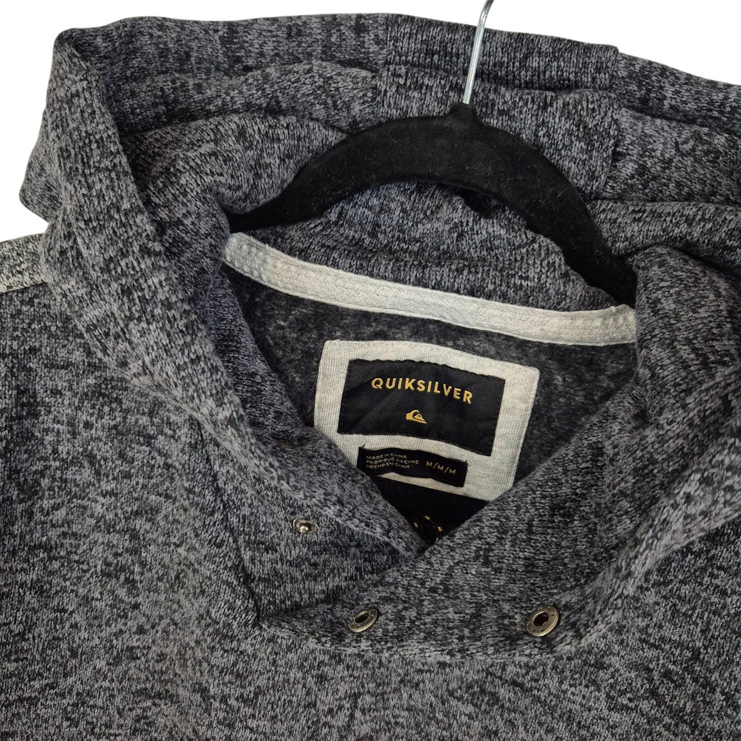 Quicksilver Grey Quarter Button Fleece Hoodie Size M