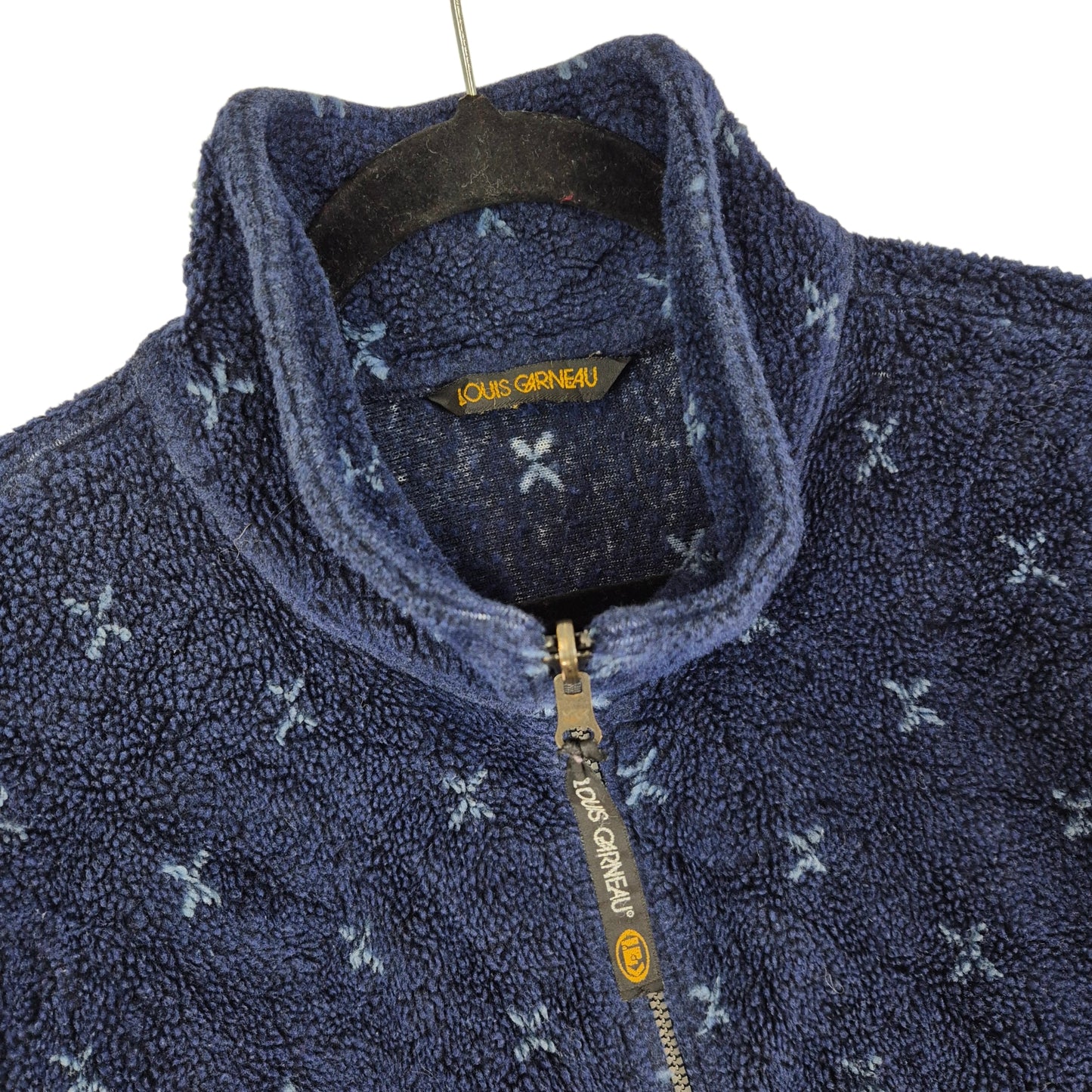 Vintage Louis Garneau 80's Dark Blue Fleece Zip Jumper Size M