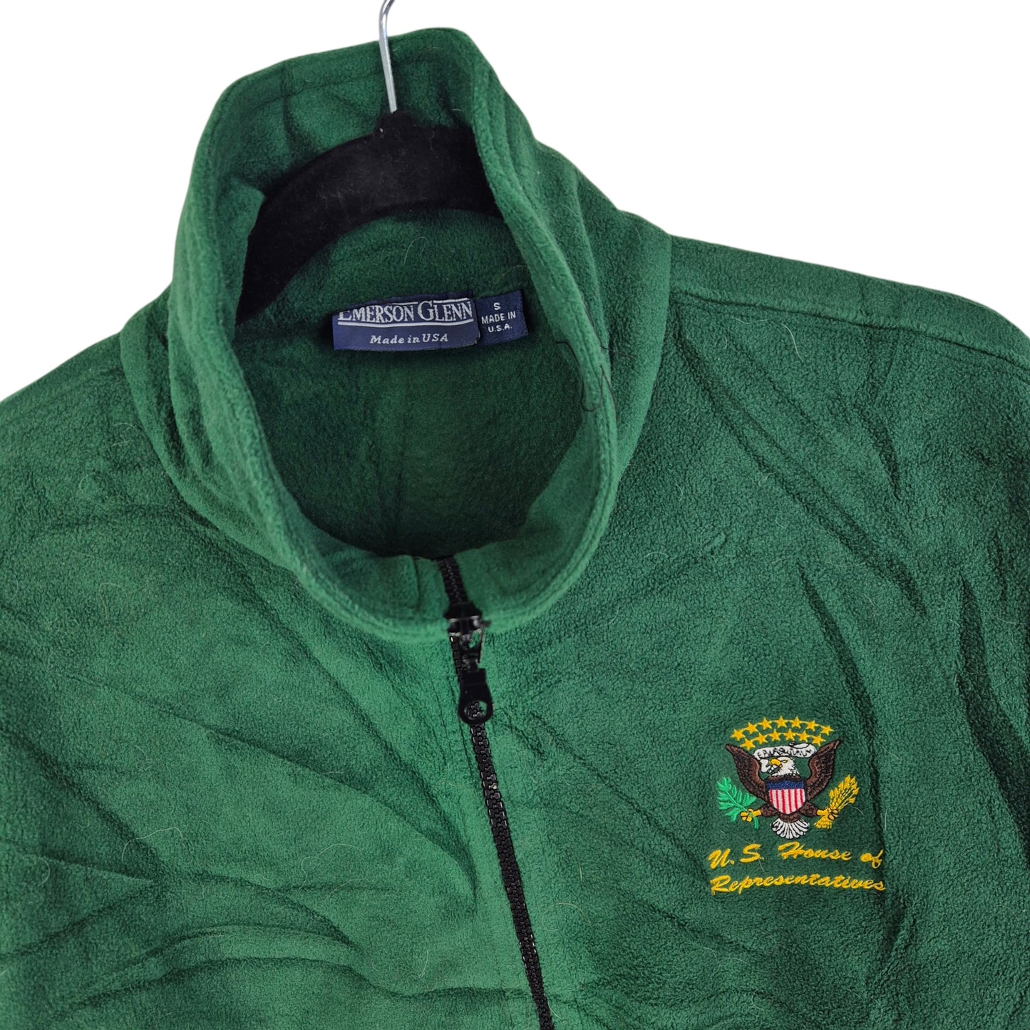 Vintage Emerson Glenn 90's USA House of Reps Green Fleece Jumper Size S