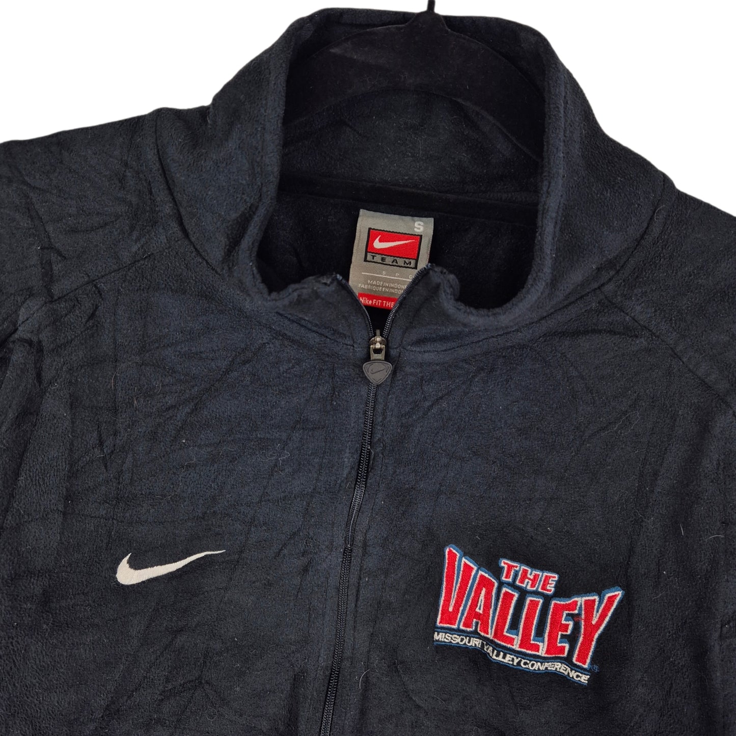 Vintage Nike 2000's Womens Black Missouri Valley Athletics Fleece Jumper Size S