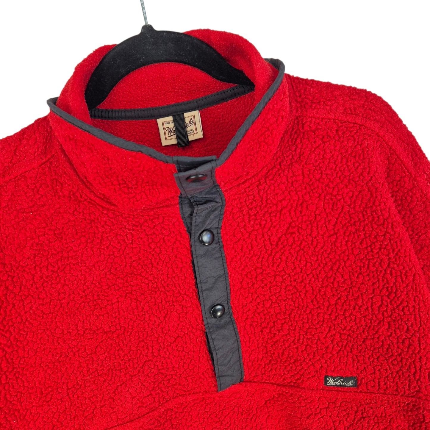 Vintage Woolrich 2000's Red Quarter Button Fleece Jumper Size 2XL