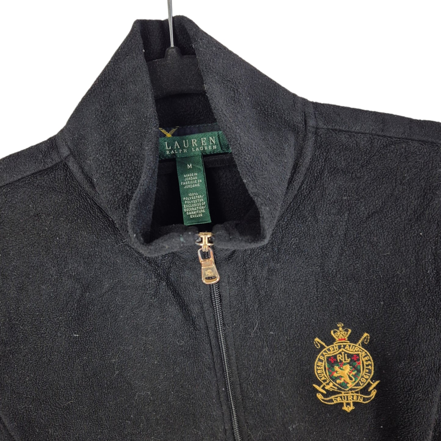 Vintage Ralph Lauren Green Label Womens Black Fleece Zip Jumper Size M