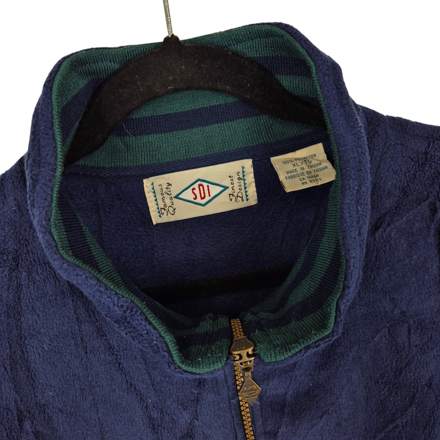 Vintage SDI USA 90's Dark Blue Heavy Quarter Zip Fleece Jumper Size XL