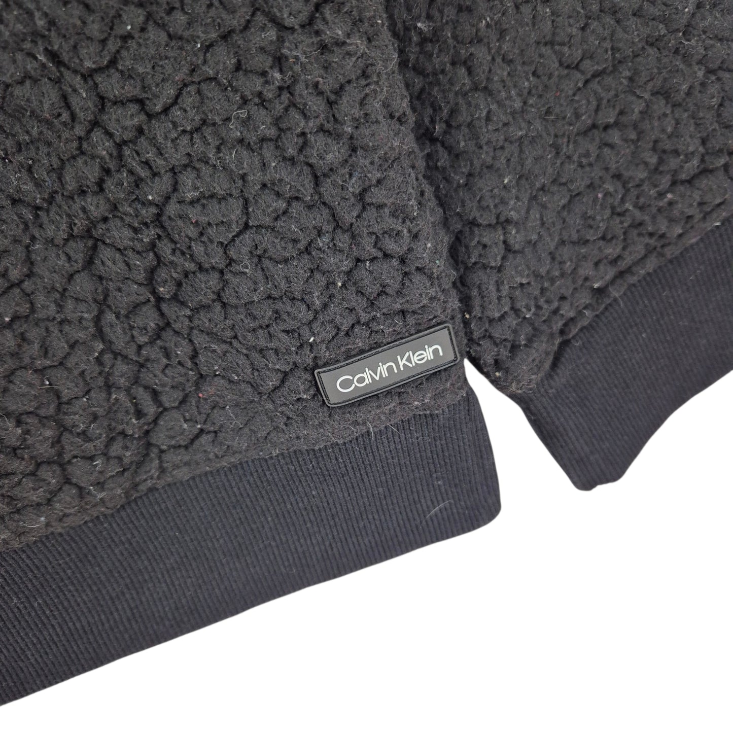 Calvin Klein Black Embroidered Crewneck Fleece Jumper Size XL
