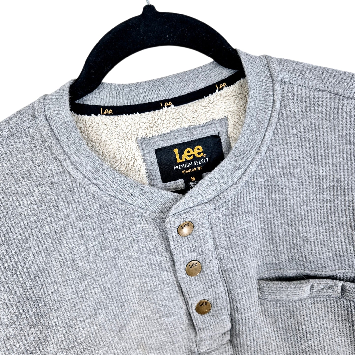 Lee Premium Select Grey Quarter Button Fleece Jumper Size M