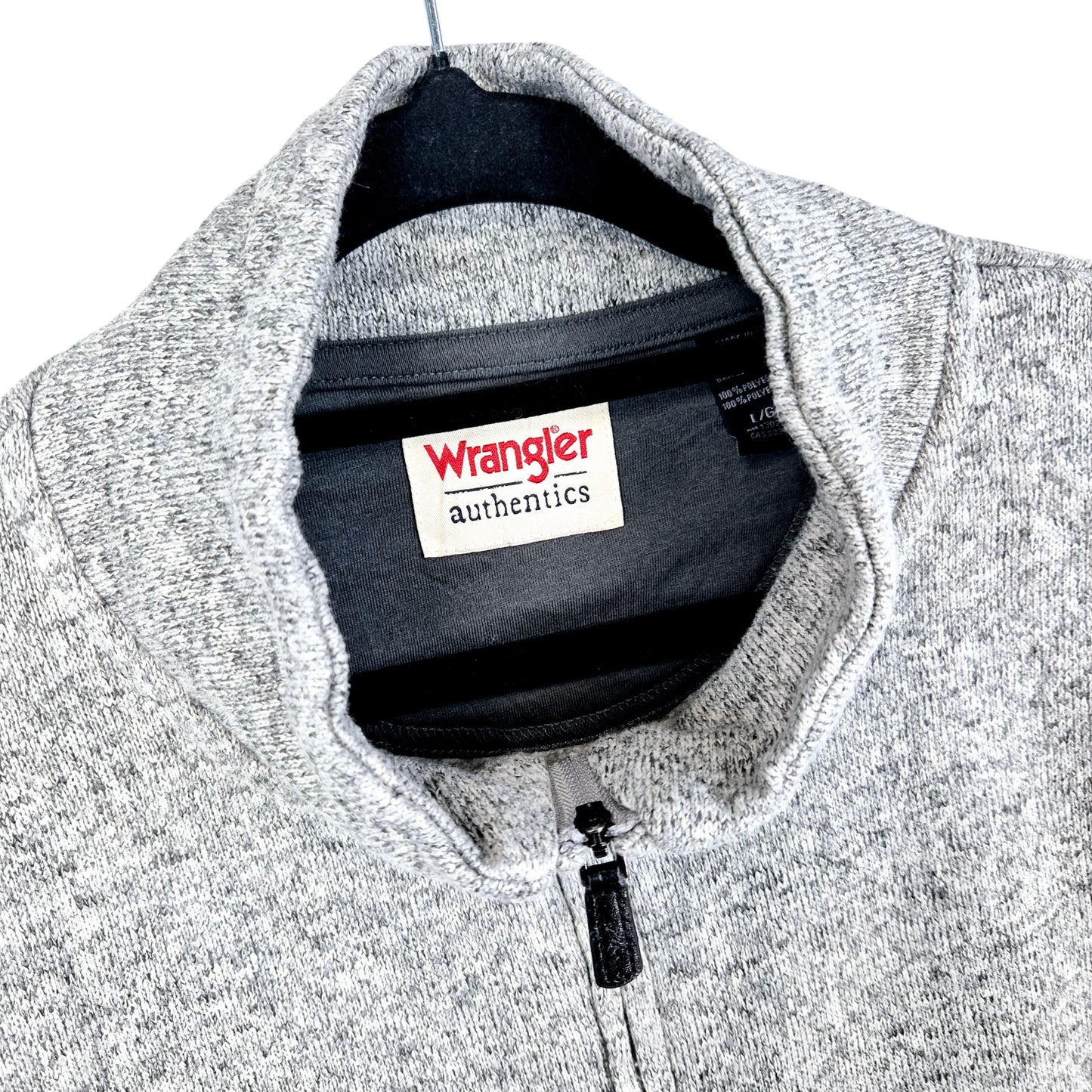 Wrangler Authentics Light Grey Quarter Zip Fleece Jumper Size L