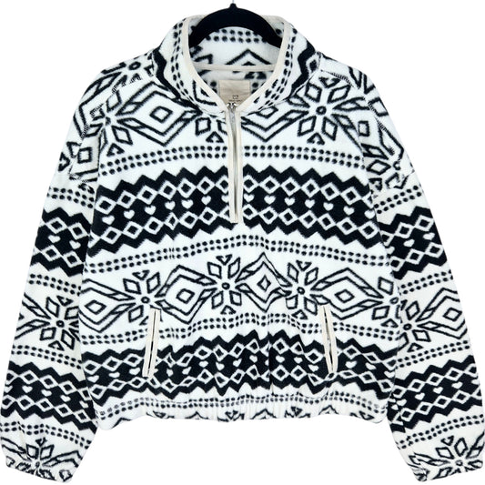 Thread & Supply White & Black Quarter Zip Fleece Jumper Size L