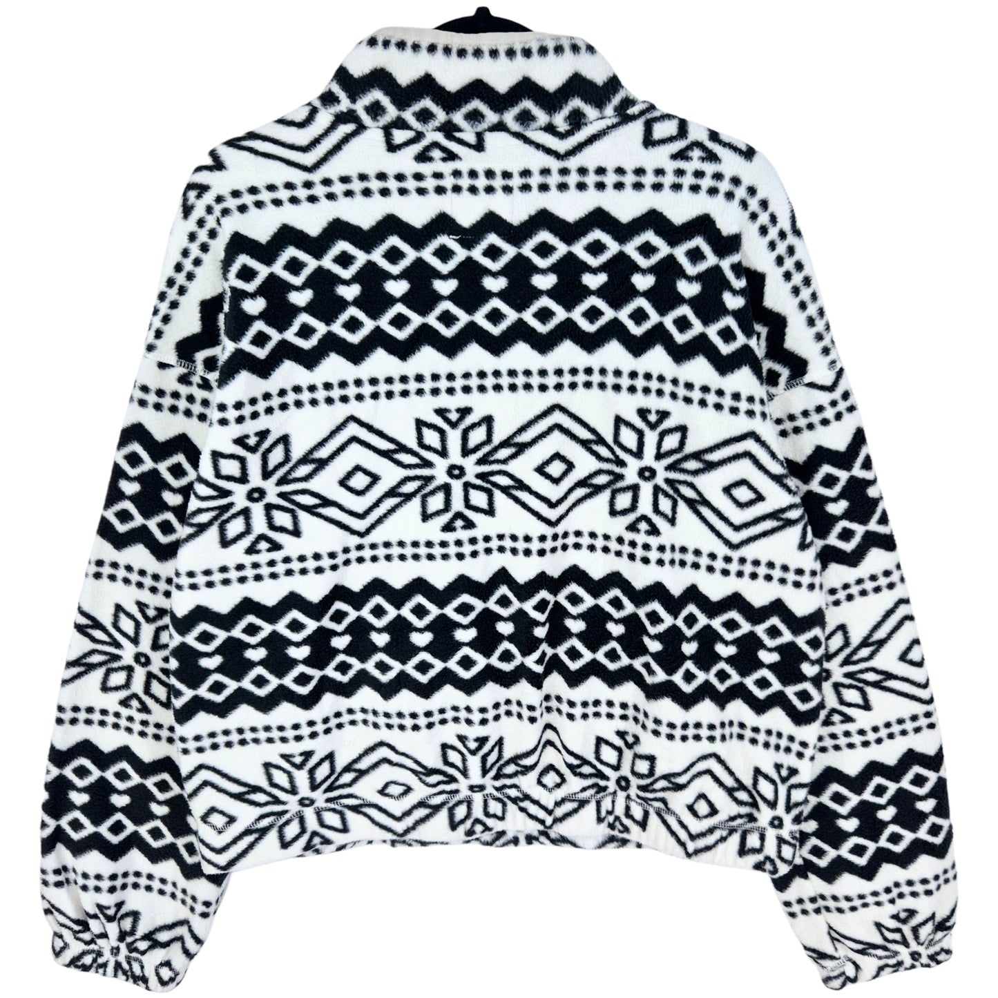 Thread & Supply White & Black Quarter Zip Fleece Jumper Size L