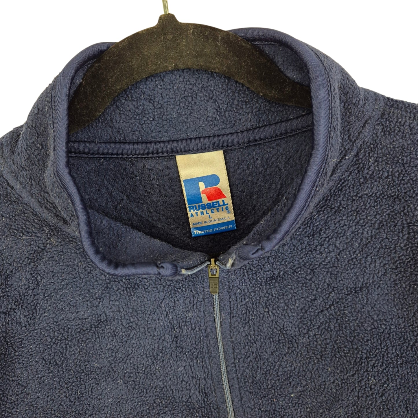 Vintage Russel Athletic Dark Blue Quarter Zip Fleece Jumper Size L