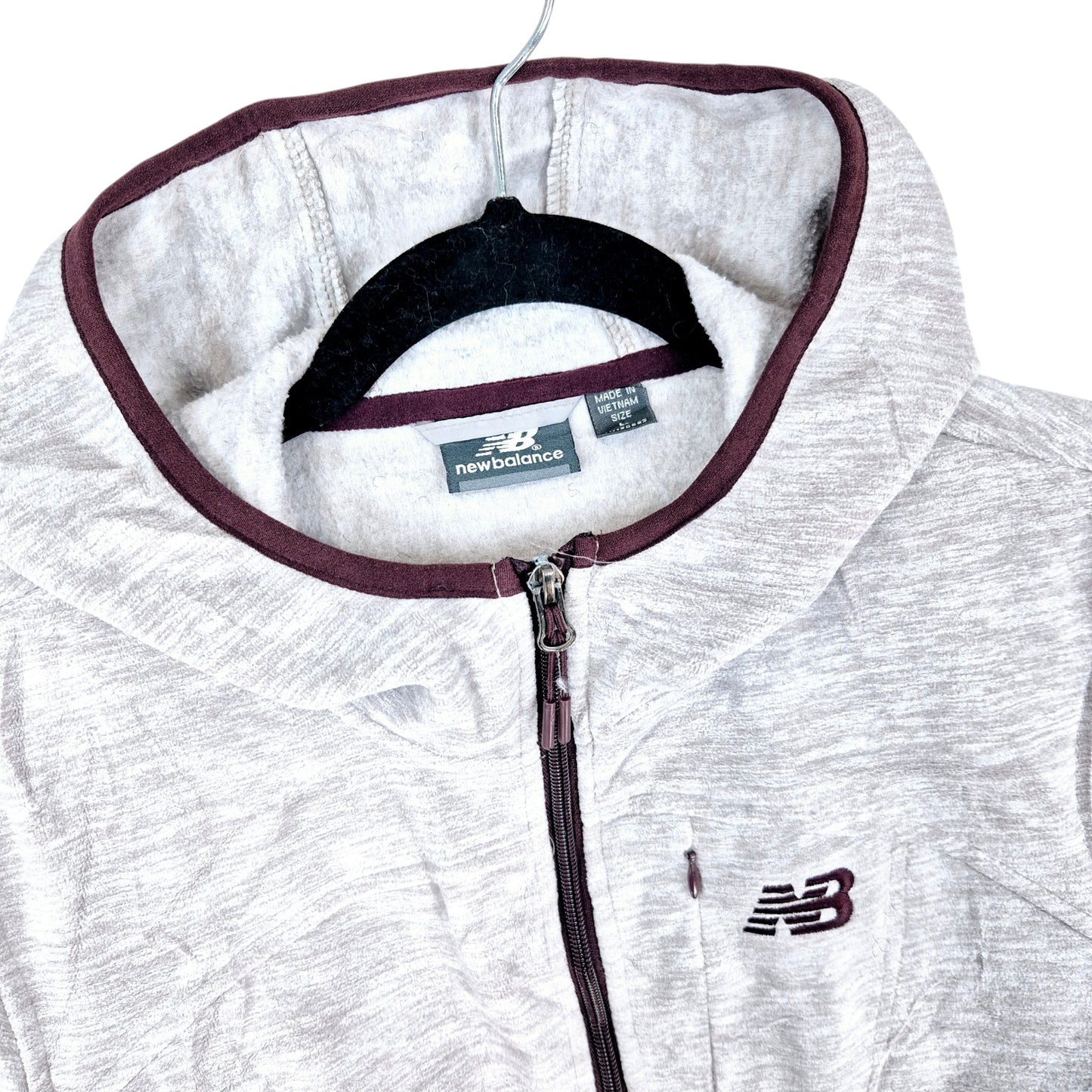 New Balance Light Grey Slim Hooded Fleece Zip Jumper Size L